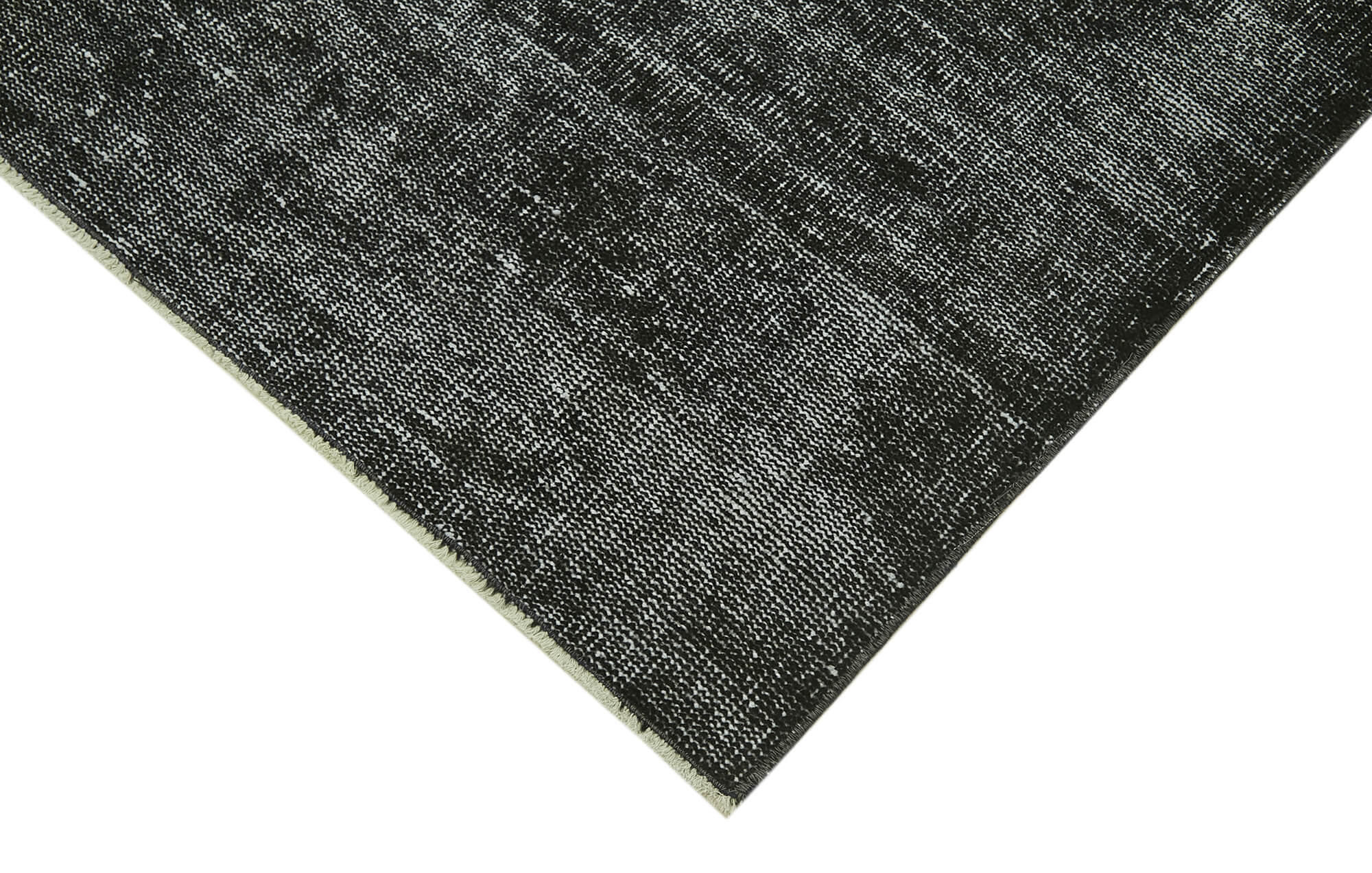 Handmade Vintage Area Rug – Overdyed Black Wool Cotton Carpet 5'4''x9'3''