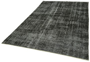 Handmade Vintage Area Rug - Overdyed Black Wool Cotton Rug 5'8'' x 9'1''