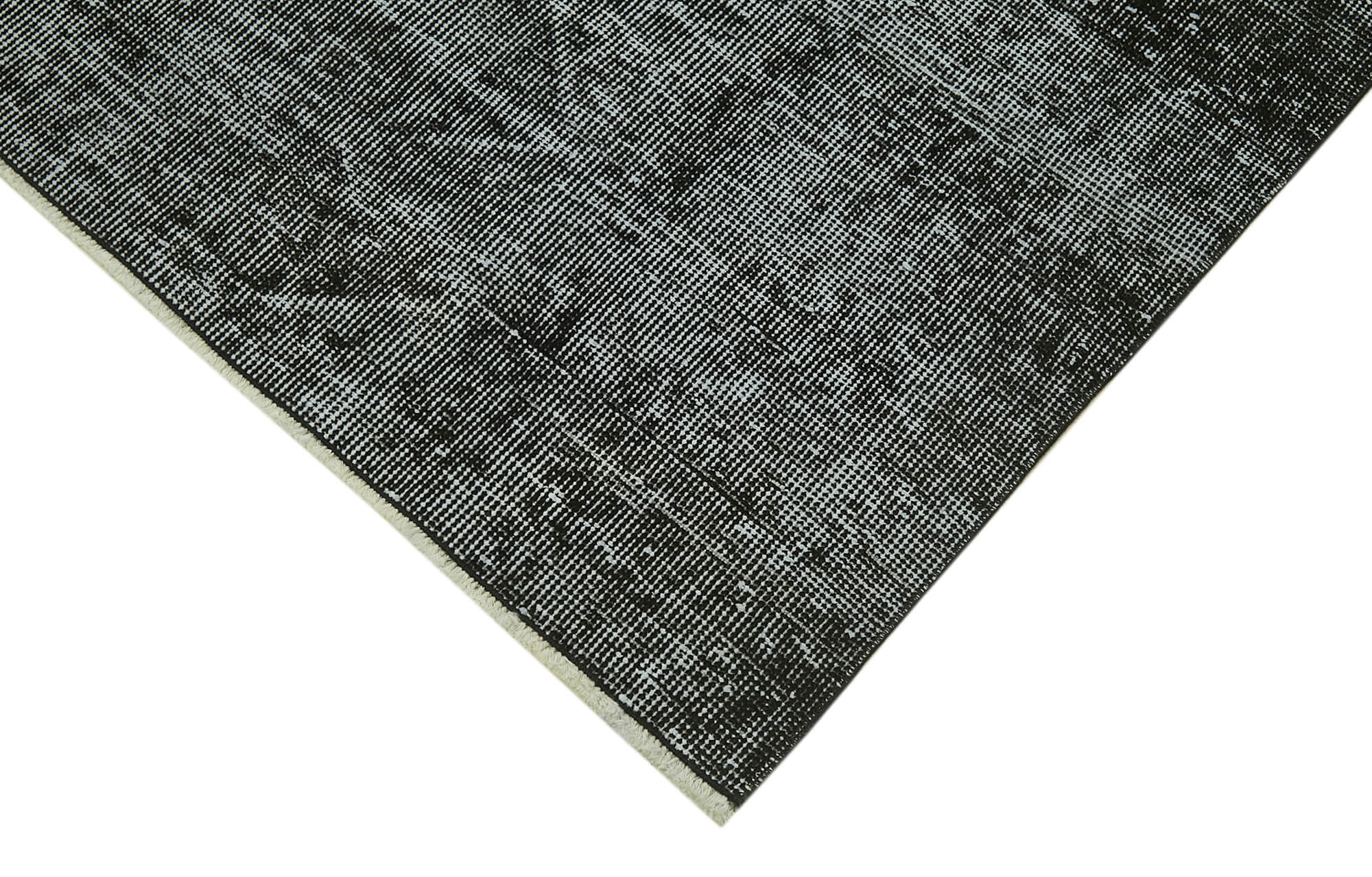 Handmade Vintage Area Rug - Overdyed Black Wool Cotton Rug 5'8'' x 9'1''