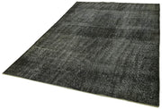 Vintage Handmade Area Rug – Overdyed Black Turkish Cotton Wool Carpet 5'10''x9'2''