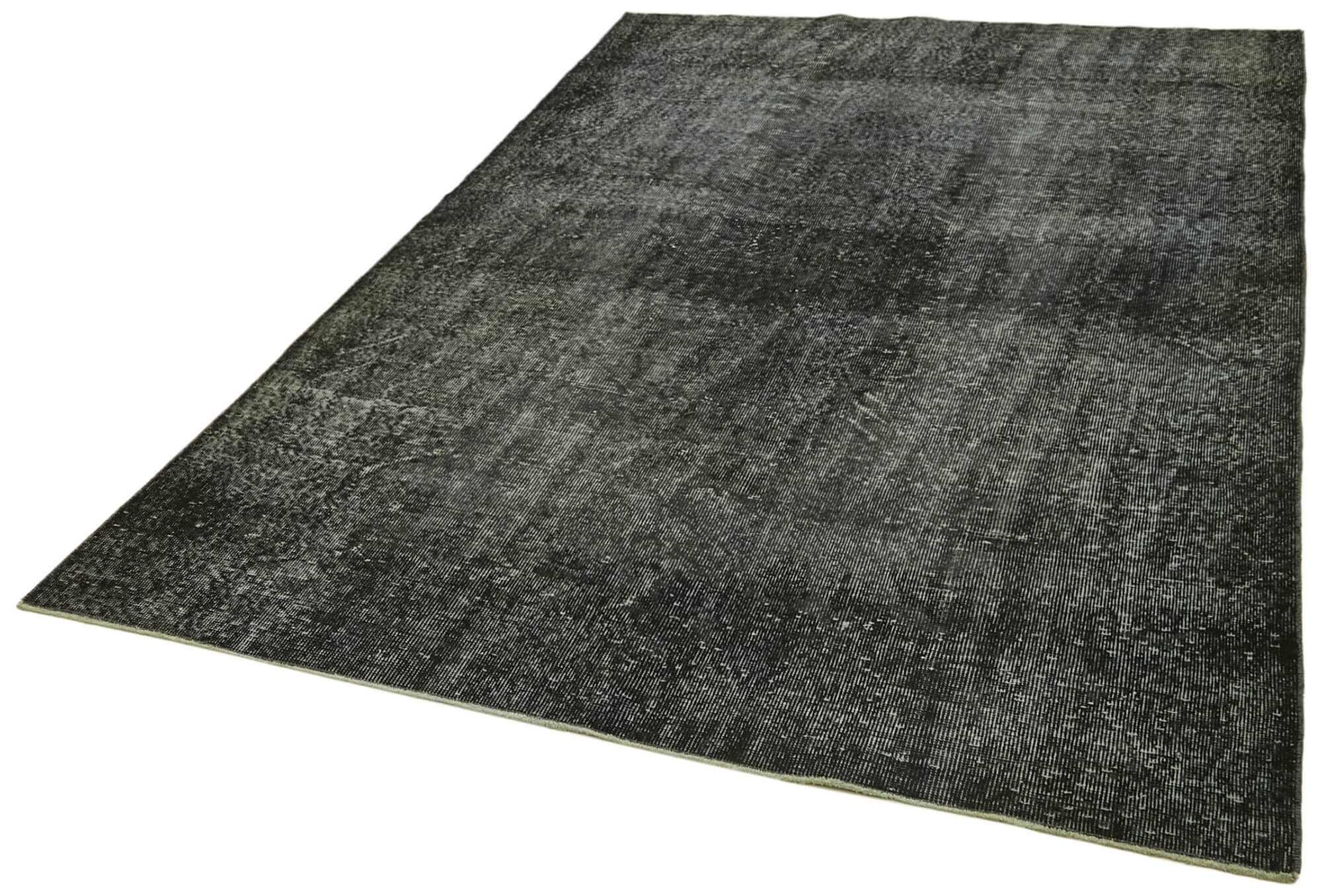 Vintage Handmade Area Rug – Overdyed Black Turkish Cotton Wool Carpet 5'10''x9'2''