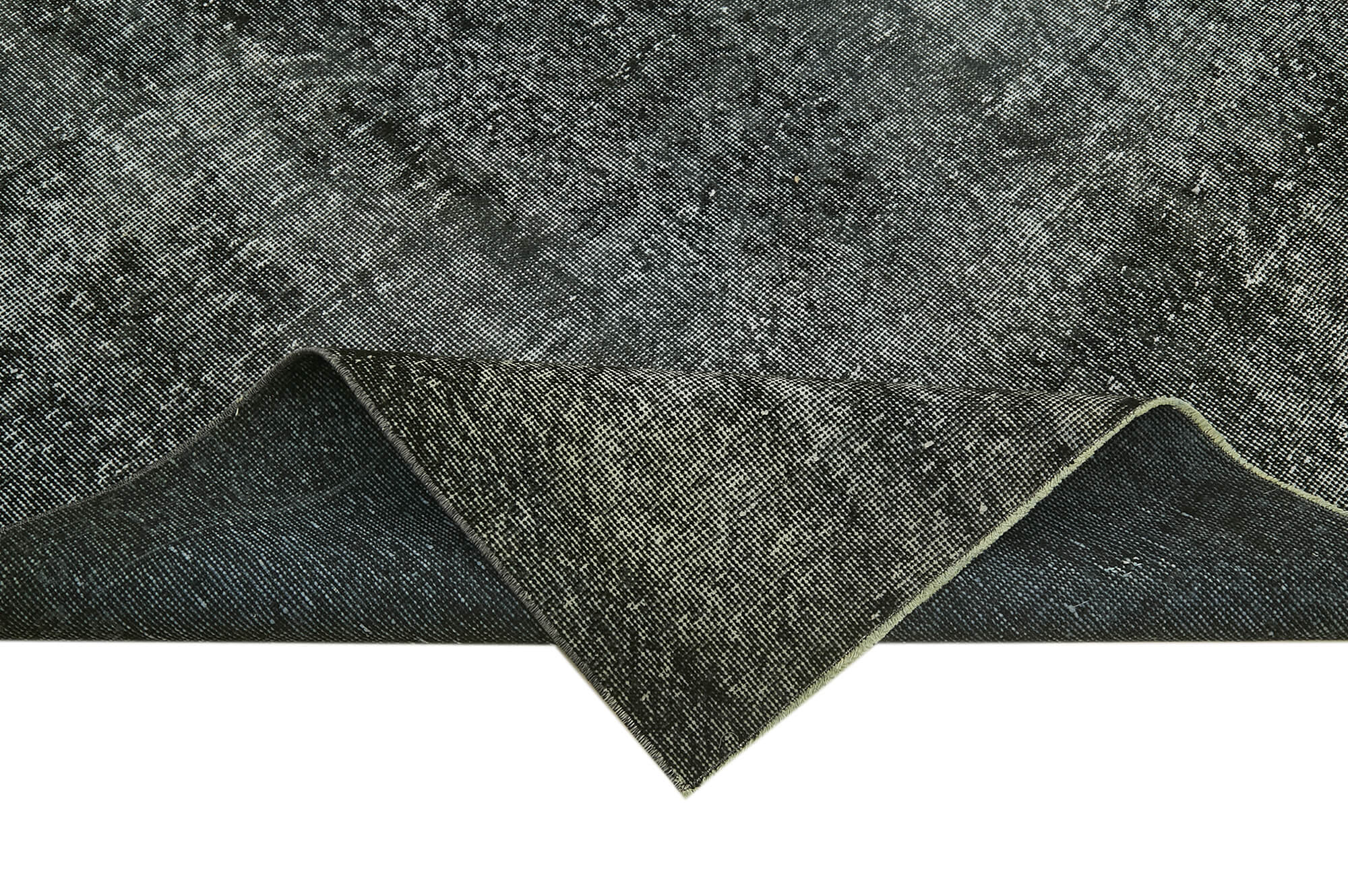 Vintage Handmade Area Rug – Overdyed Black Turkish Cotton Wool Carpet 5'10''x9'2''
