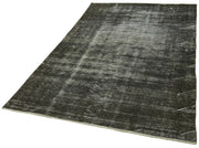 Handmade Area Rug – Overdyed Black Vintage Cotton Wool Rug 4'10'' x 8'5''