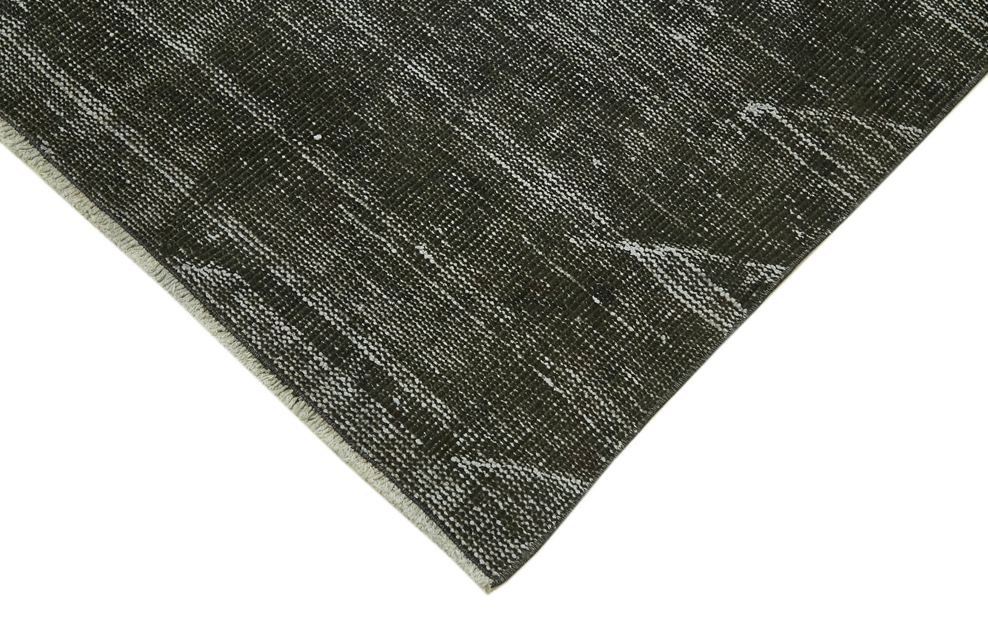 Handmade Area Rug – Overdyed Black Vintage Cotton Wool Rug 4'10'' x 8'5''
