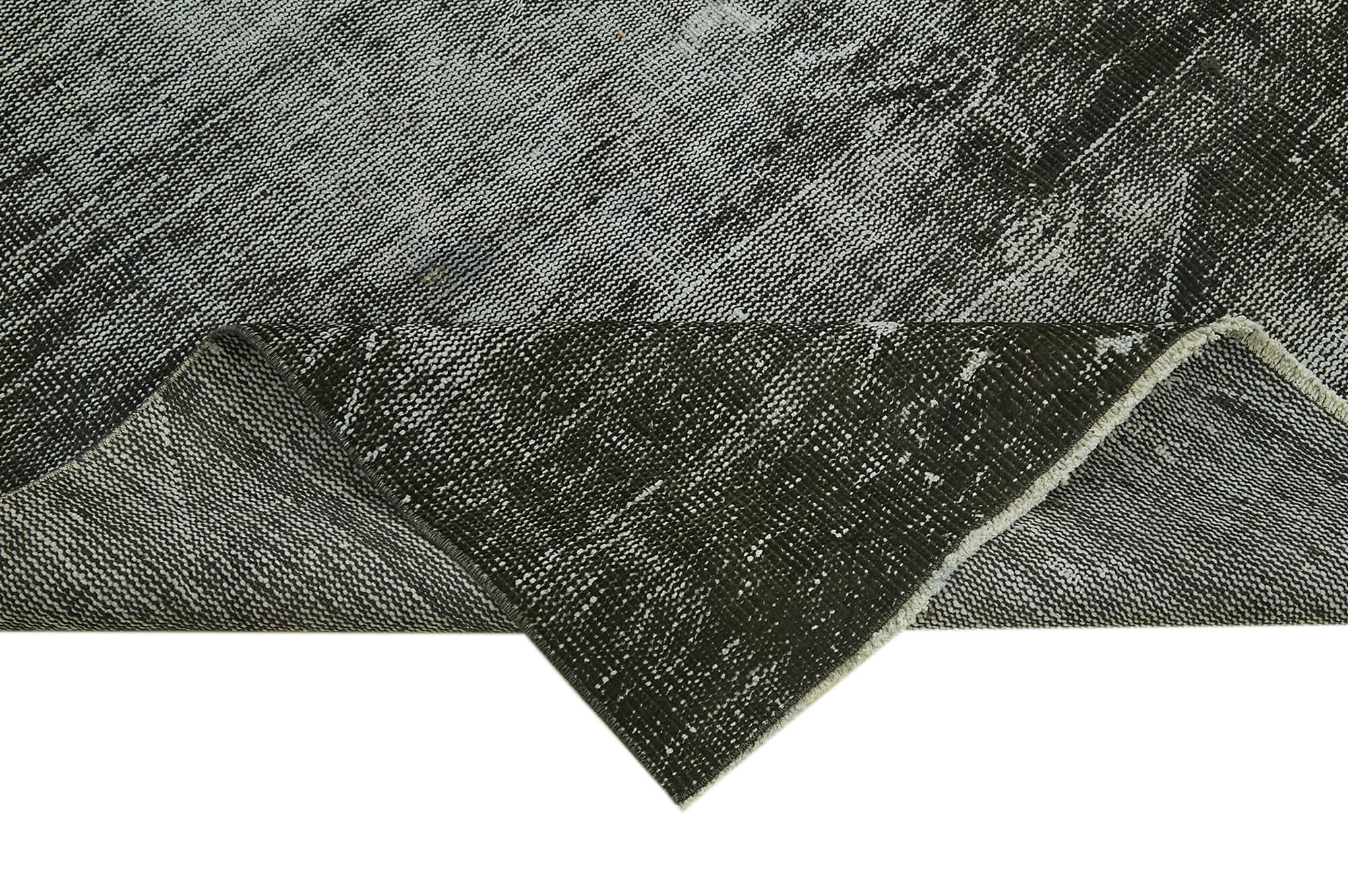 Handmade Area Rug – Overdyed Black Vintage Cotton Wool Rug 4'10'' x 8'5''