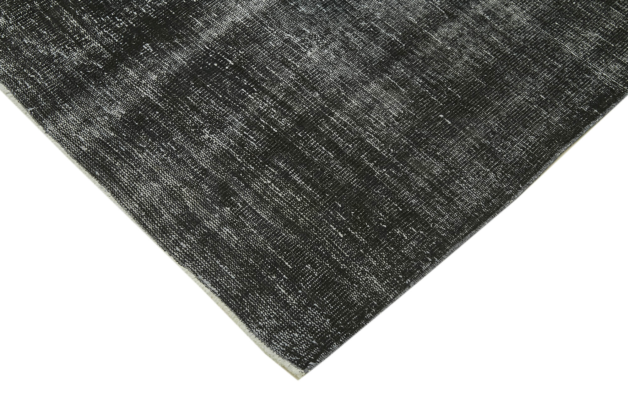 Vintage Handmade Area Rug – Overdyed Black Wool Cotton Blend 6'1''x9'4'' Turkish Carpet
