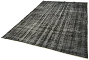 Vintage Handmade Area Rug – Overdyed Black Hand Woven Rug 6'7'' x 9'9'' Cotton Wool
