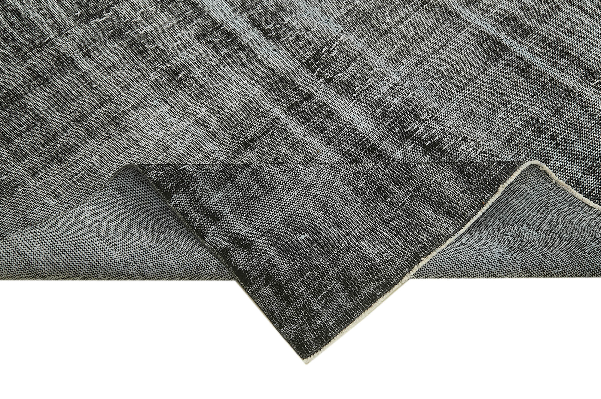 Vintage Handmade Area Rug – Overdyed Black Hand Woven Rug 6'7'' x 9'9'' Cotton Wool
