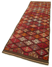 Vintage Handmade Area Rug – Red Wool Runner, Hand Knotted Turkish Cotton Wool Carpet 2'11''x12'8''
