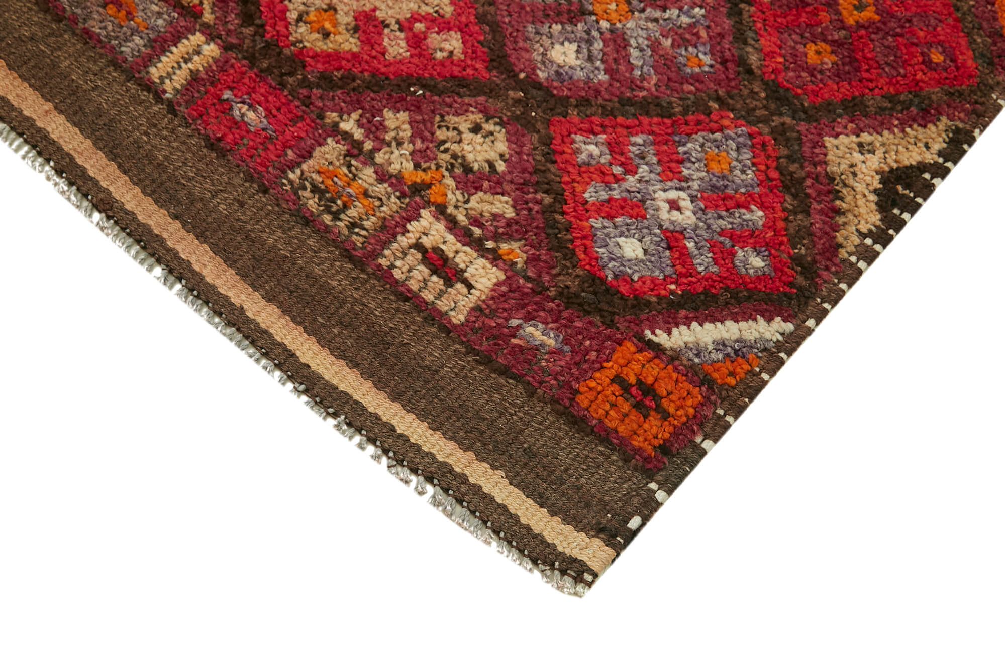 Vintage Handmade Area Rug – Red Wool Runner, Hand Knotted Turkish Cotton Wool Carpet 2'11''x12'8''