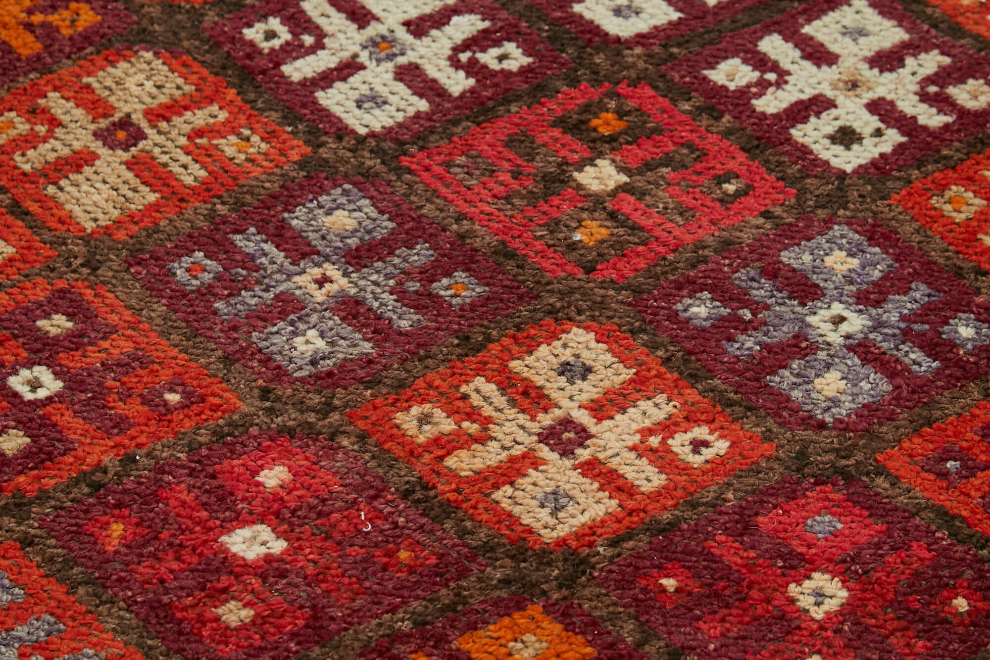 Vintage Handmade Area Rug – Red Wool Runner, Hand Knotted Turkish Cotton Wool Carpet 2'11''x12'8''