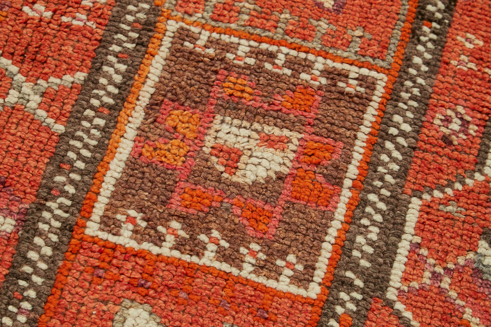 Handmade Vintage Area Rug – Turkish Wool Rug, Orange Cotton Blend Carpet 2'7''x11'8''