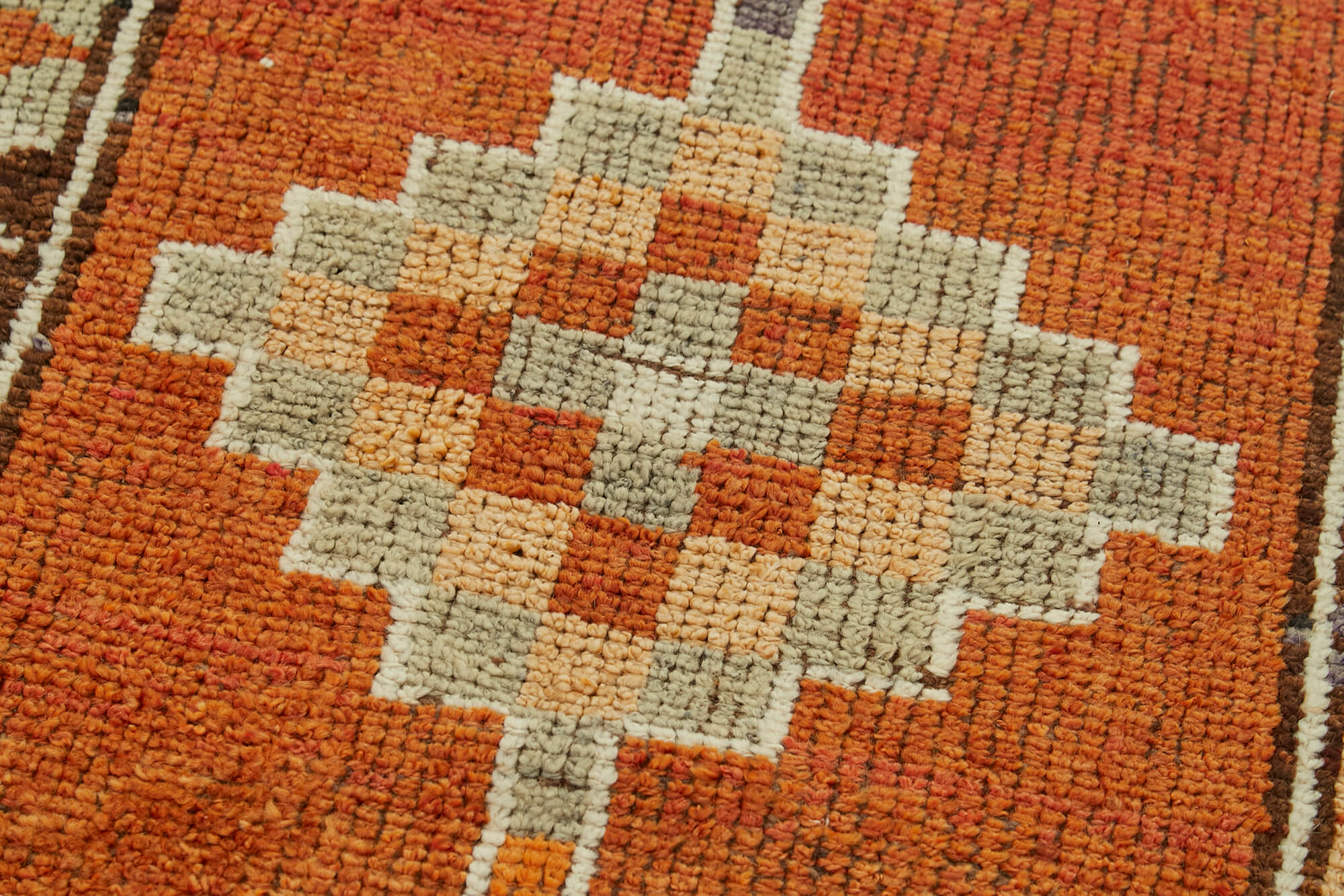 Handmade Vintage Area Rug – Orange Wool Cotton Blend, Traditional Hand Knotted Carpet 3'1''x11'6''