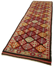 Vintage Herki Rug – Handmade Area Rug | Red Vintage Carpet Runner 2'11''x13'11''