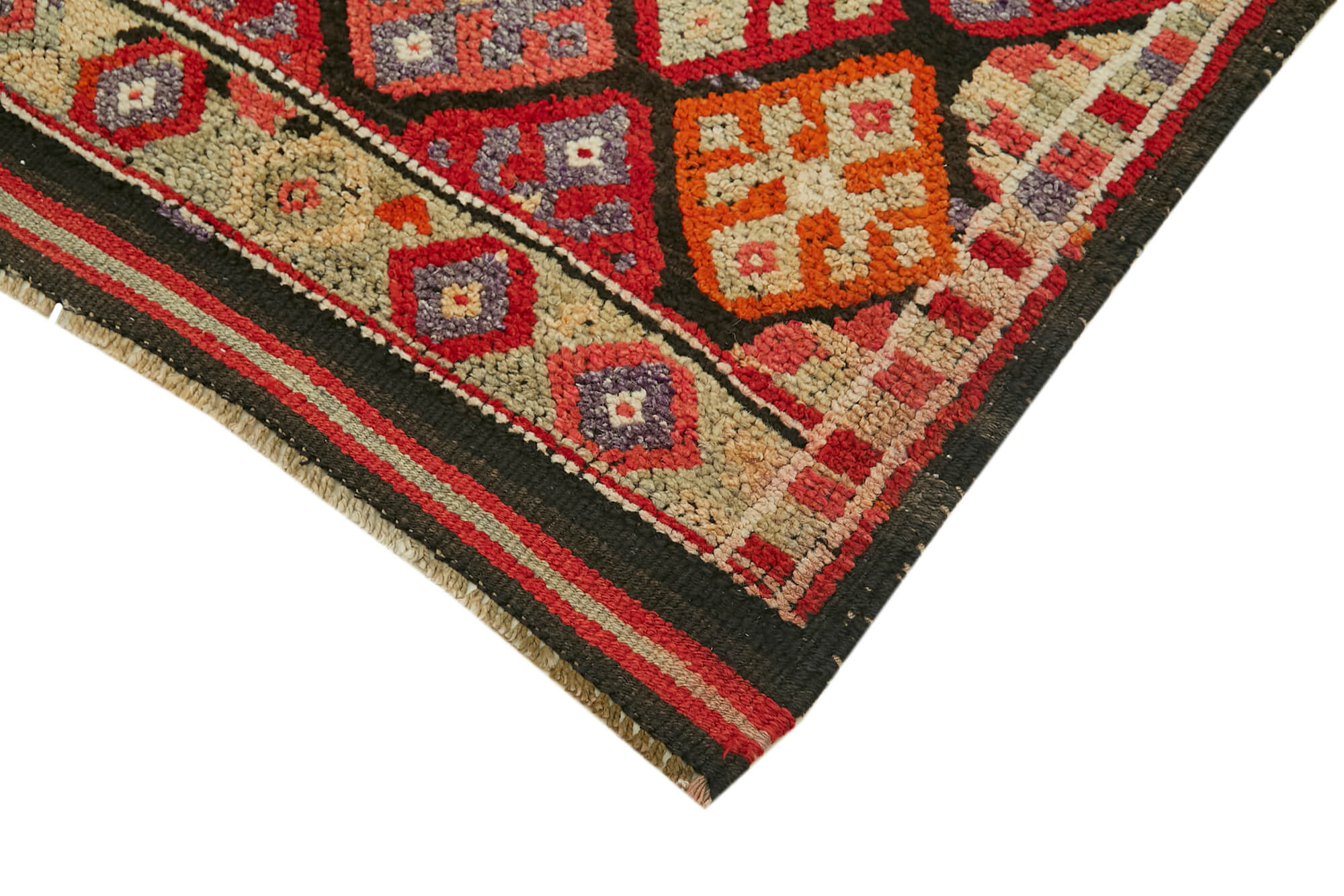 Vintage Herki Rug – Handmade Area Rug | Red Vintage Carpet Runner 2'11''x13'11''