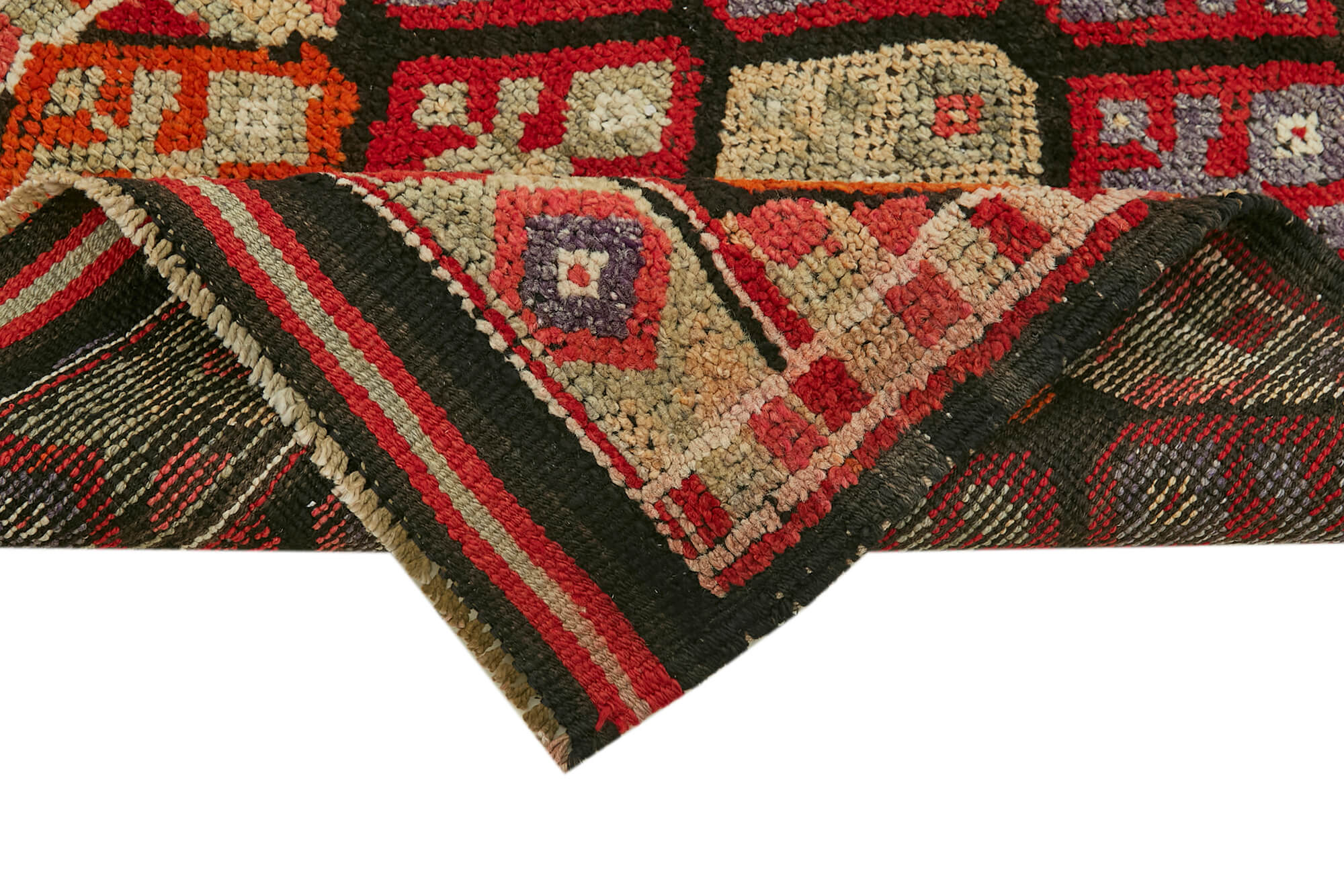 Vintage Herki Rug – Handmade Area Rug | Red Vintage Carpet Runner 2'11''x13'11''