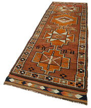 Handmade Vintage Area Rug – Orange Turkish Wool Rug, Soft Texture & Durable Cotton
