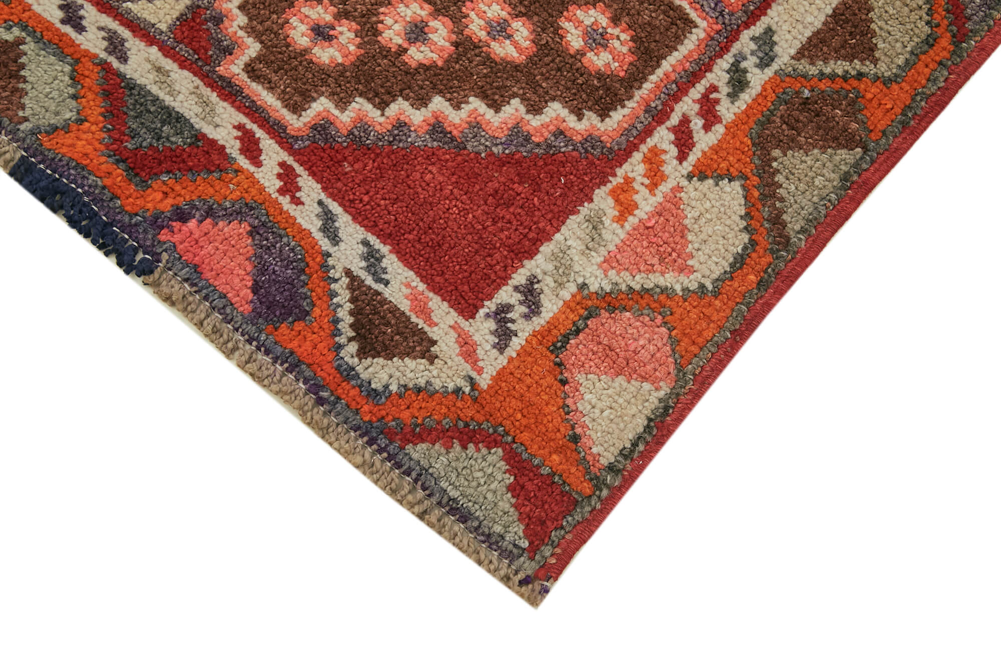 Vintage Handmade Area Rug - Red Turkish Wool Carpet, Hand Woven Rug 2'11''x12'6''