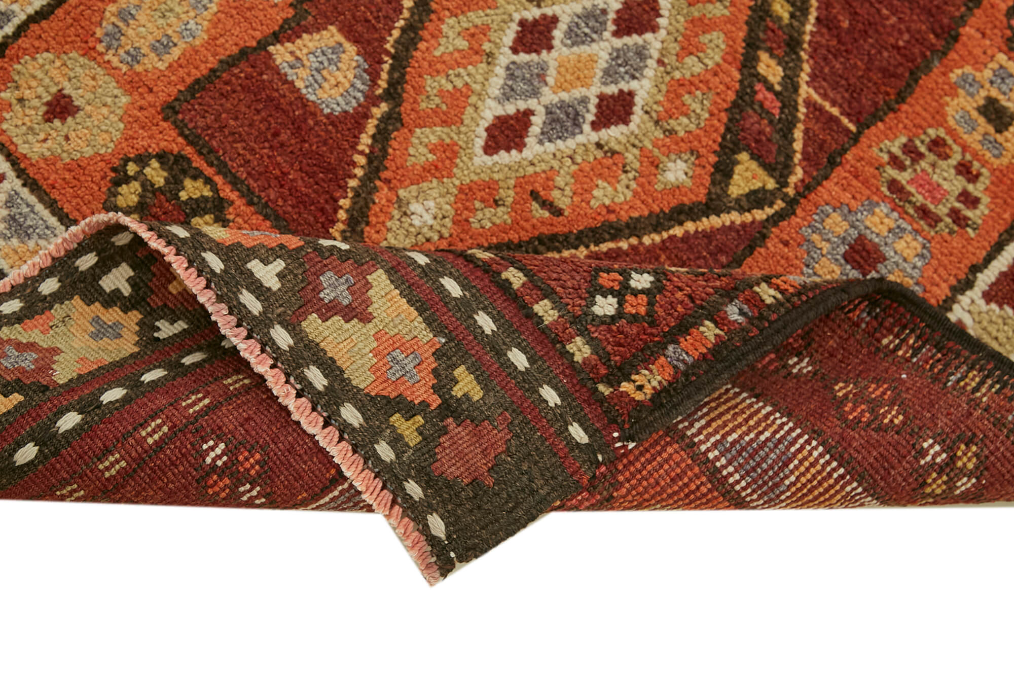 Handmade Wool Area Rug – Vintage Cotton Rug 3'0'' x 13'3'' | Turkish Hand Knotted Carpet