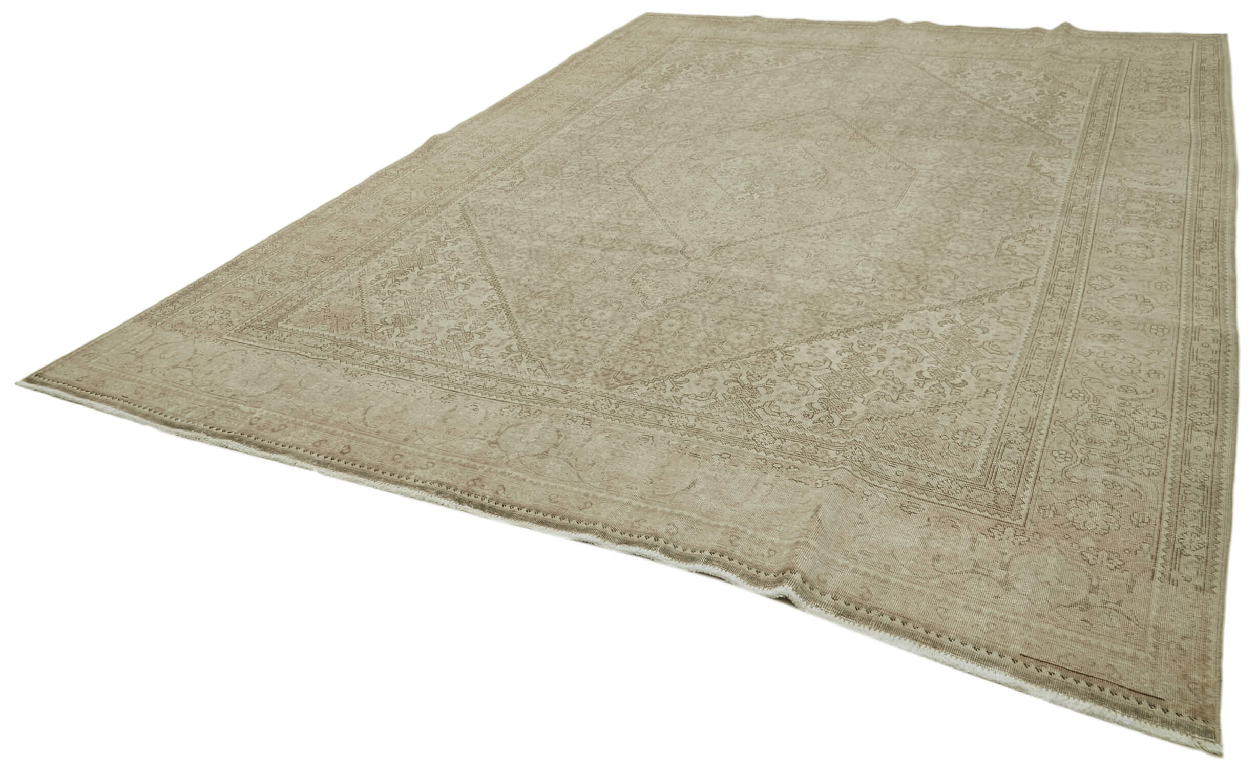 Handmade Wool Area Rug – Persian Classic Beige Vintage Handwoven Carpet 9'6"x12'9"