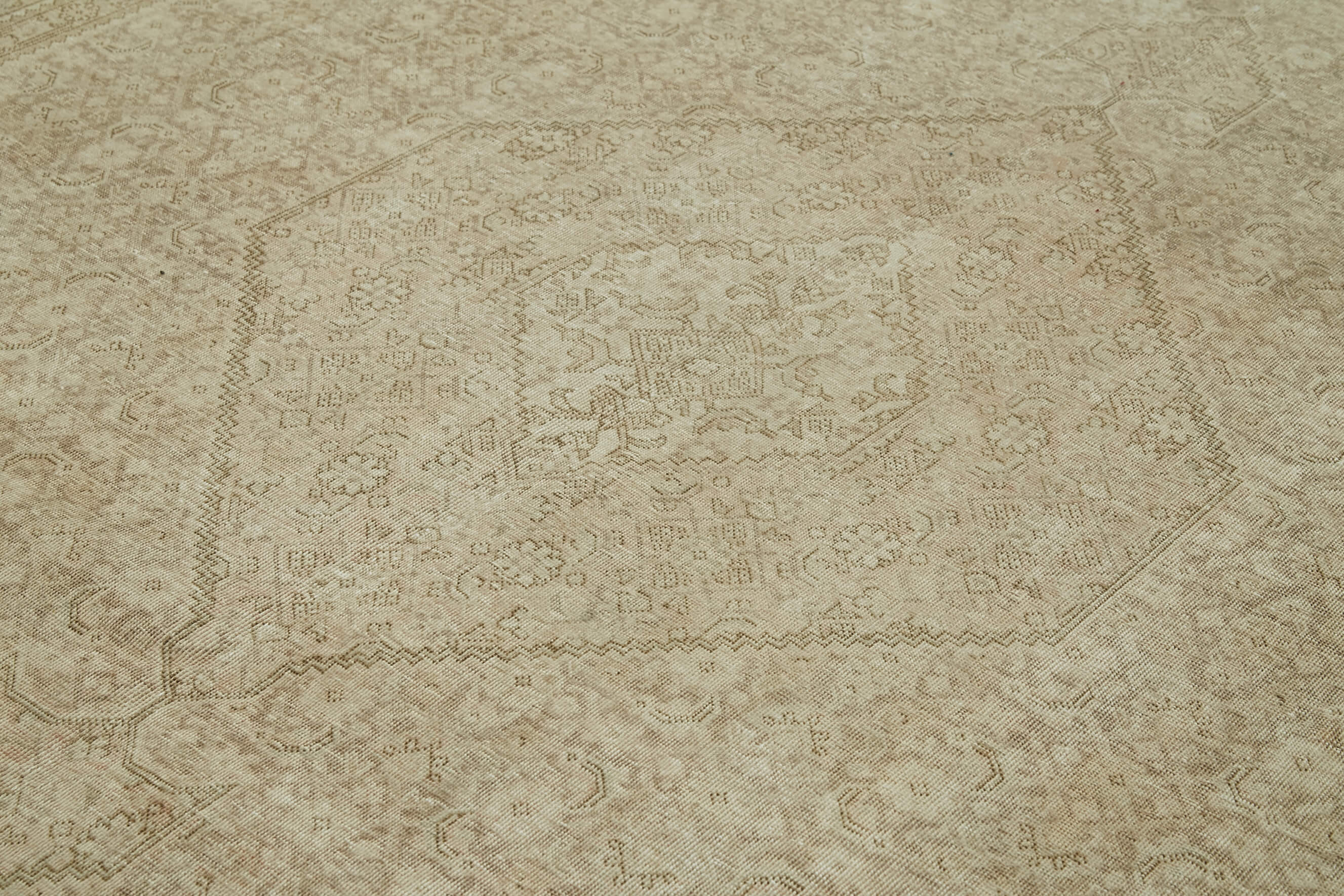 Handmade Wool Area Rug – Persian Classic Beige Vintage Handwoven Carpet 9'6"x12'9"