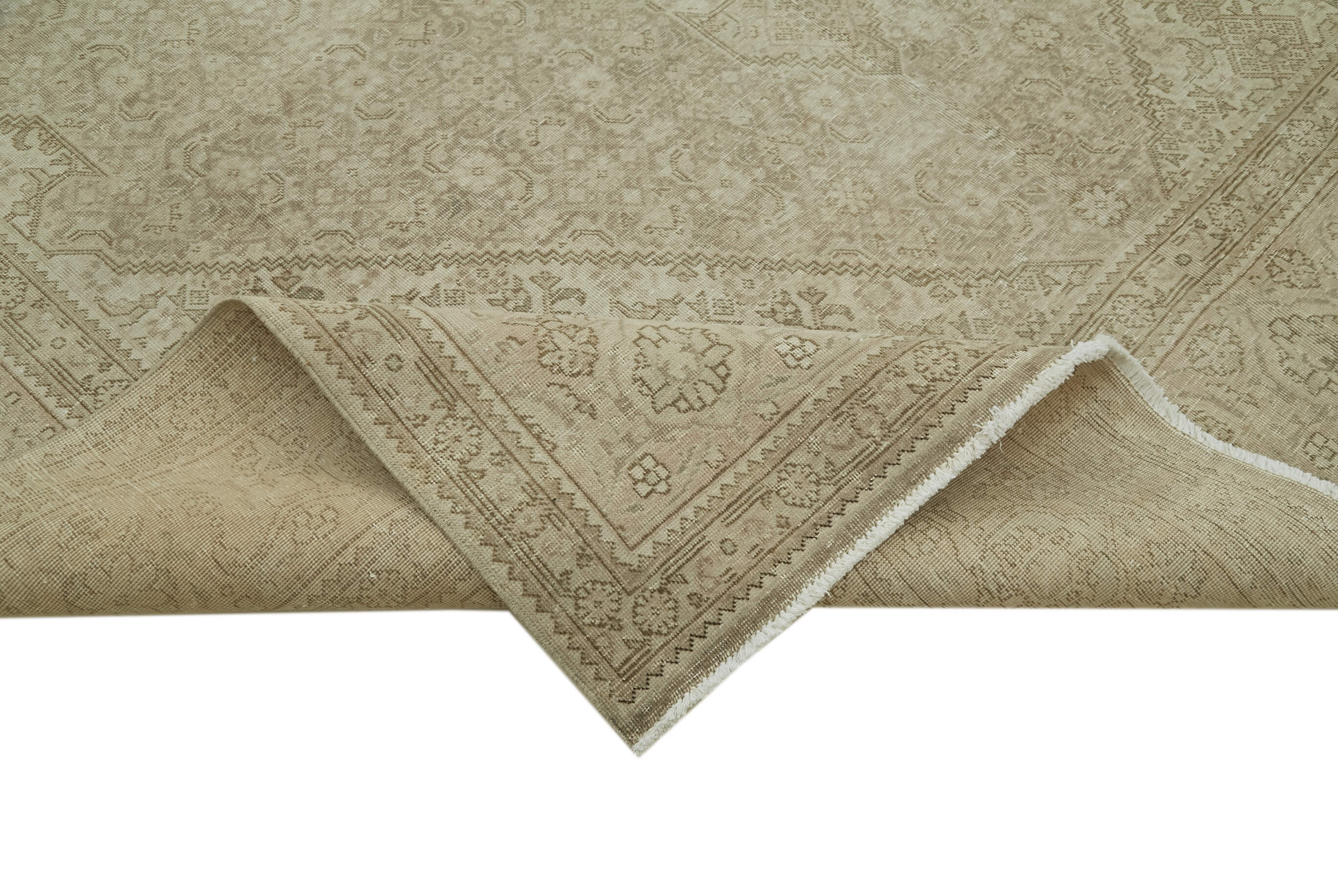 Handmade Wool Area Rug – Persian Classic Beige Vintage Handwoven Carpet 9'6"x12'9"