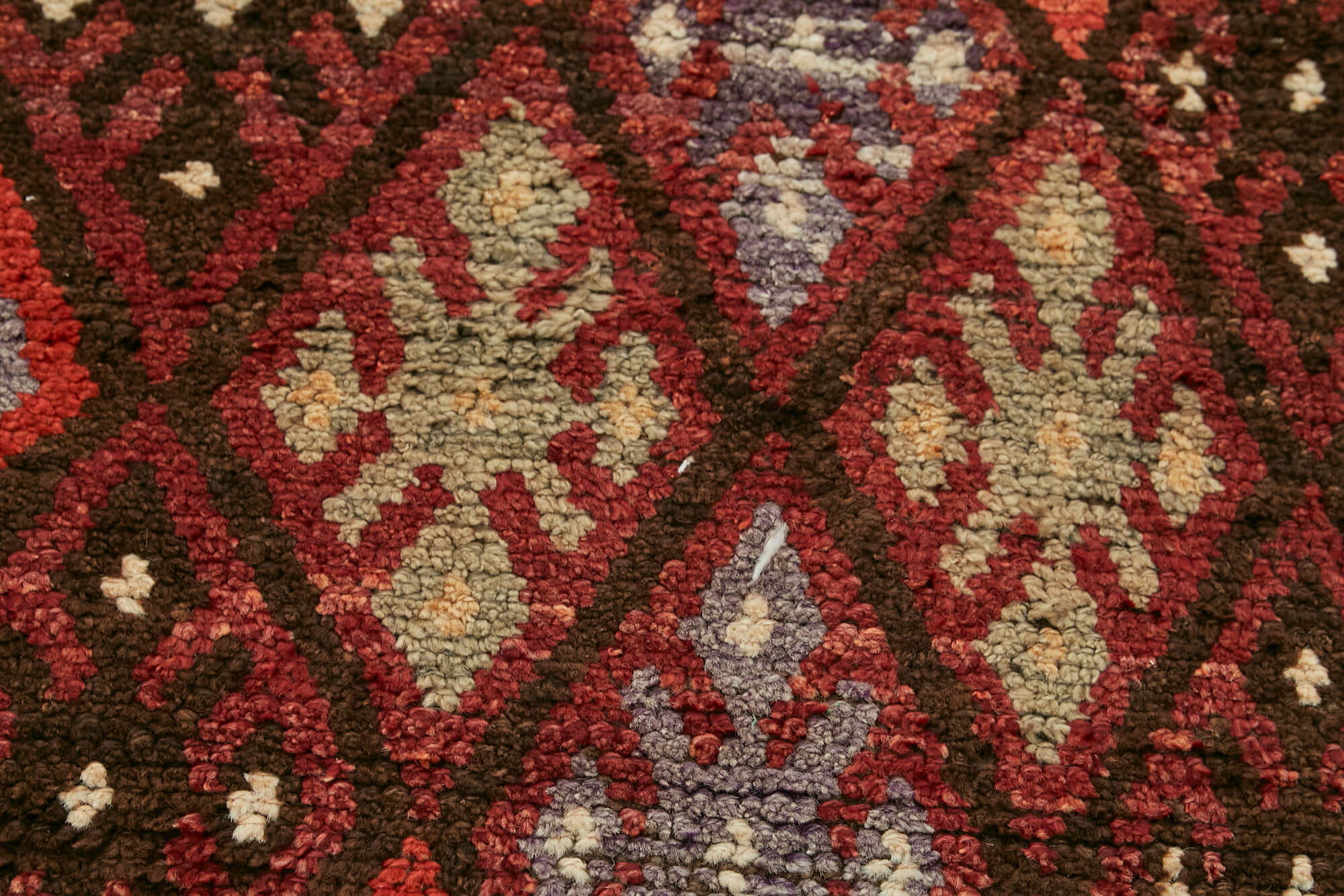 Handmade Wool Area Rug - Vintage Cotton Rug Red Runner 2'11''x11'10''