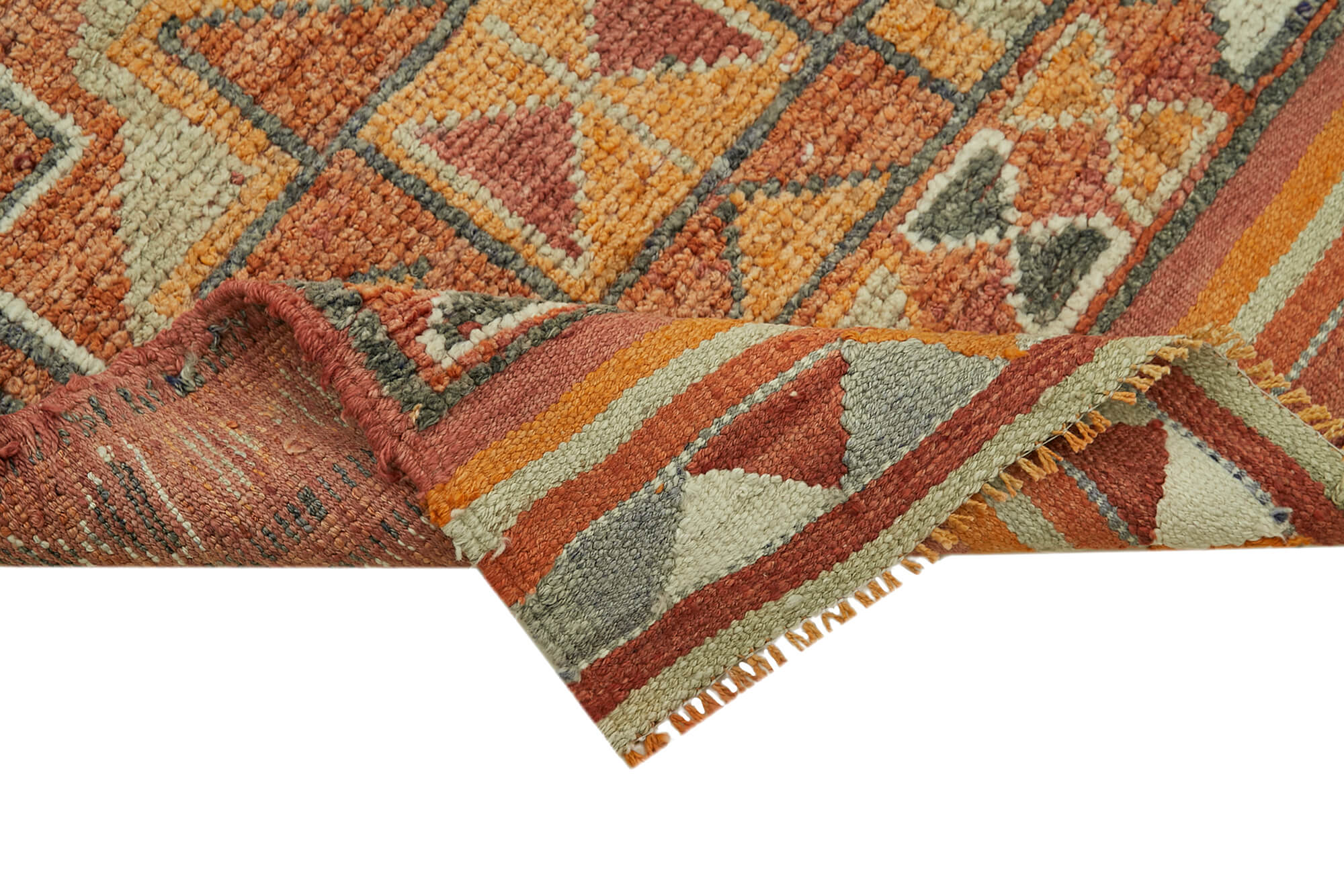 Handmade Vintage Area Rug - Orange Vintage Carpet 3x11, Durable Wool Carpet