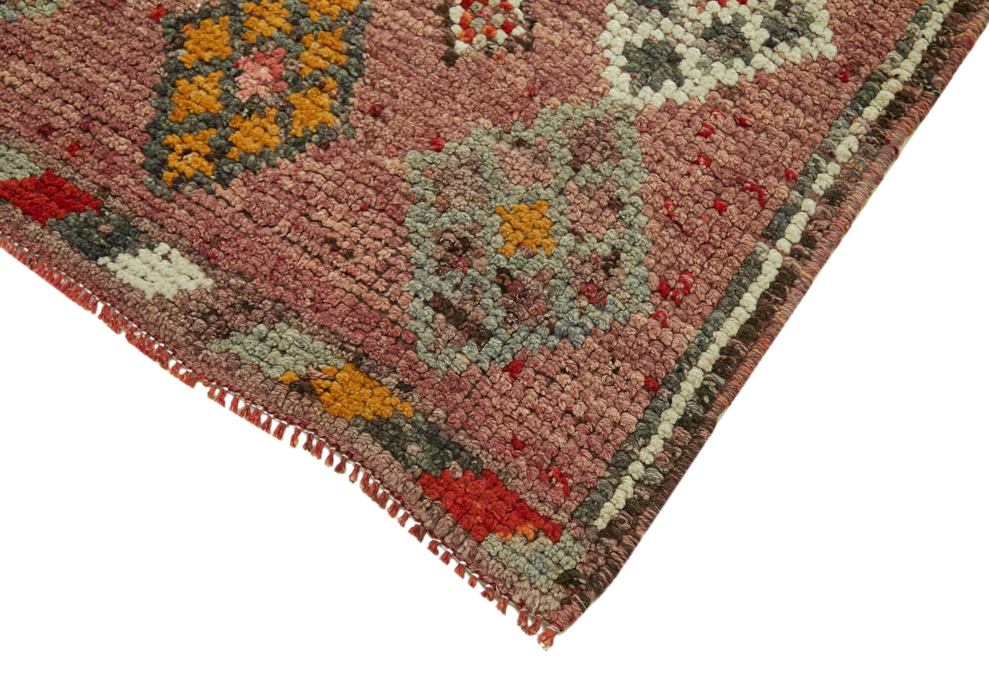 Vintage Handmade Area Rug - Herki Style Red Cotton Wool Rug 2'9''x11'2''