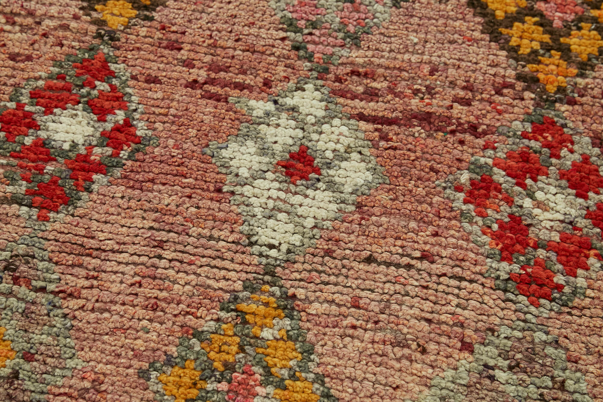 Vintage Handmade Area Rug - Herki Style Red Cotton Wool Rug 2'9''x11'2''