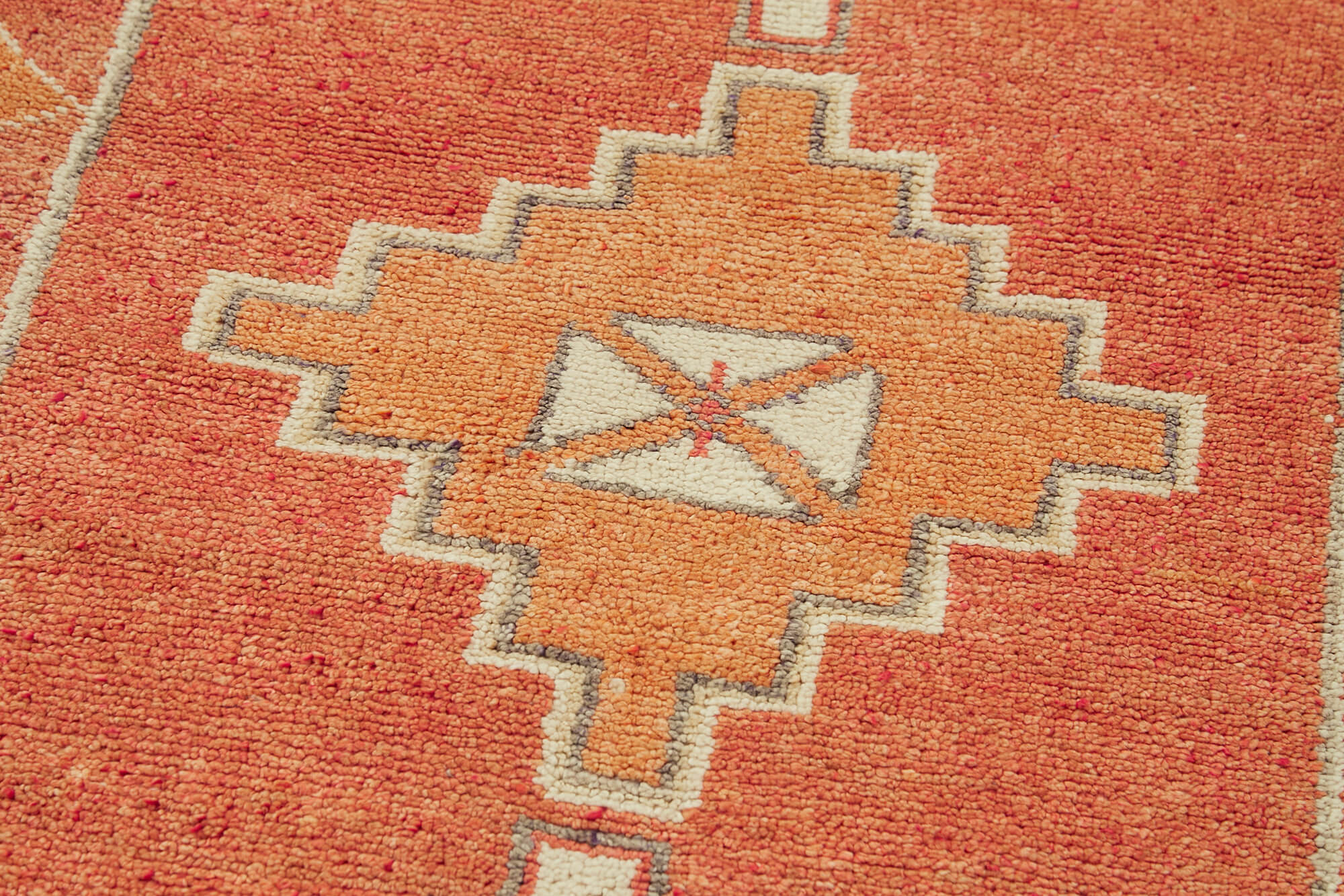 Vintage Handmade Area Rug – Orange Vintage Carpet, Hand Woven Rug 3'4''x11'9''