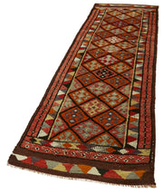Handmade Vintage Area Rug – Red Vintage Wool Rug, Turkish Hand Knotted Carpet 2'11''x10'11''