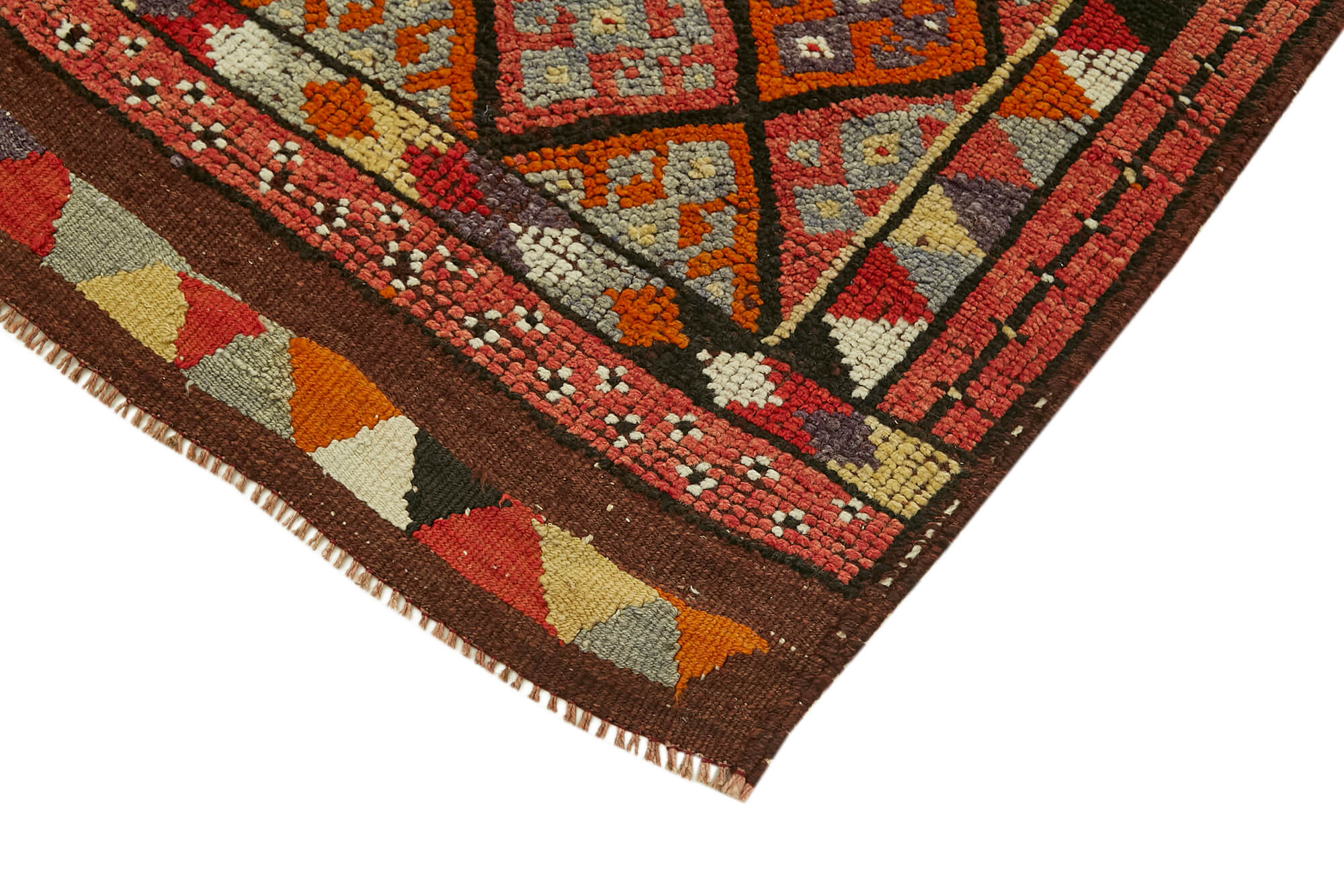 Handmade Vintage Area Rug – Red Vintage Wool Rug, Turkish Hand Knotted Carpet 2'11''x10'11''