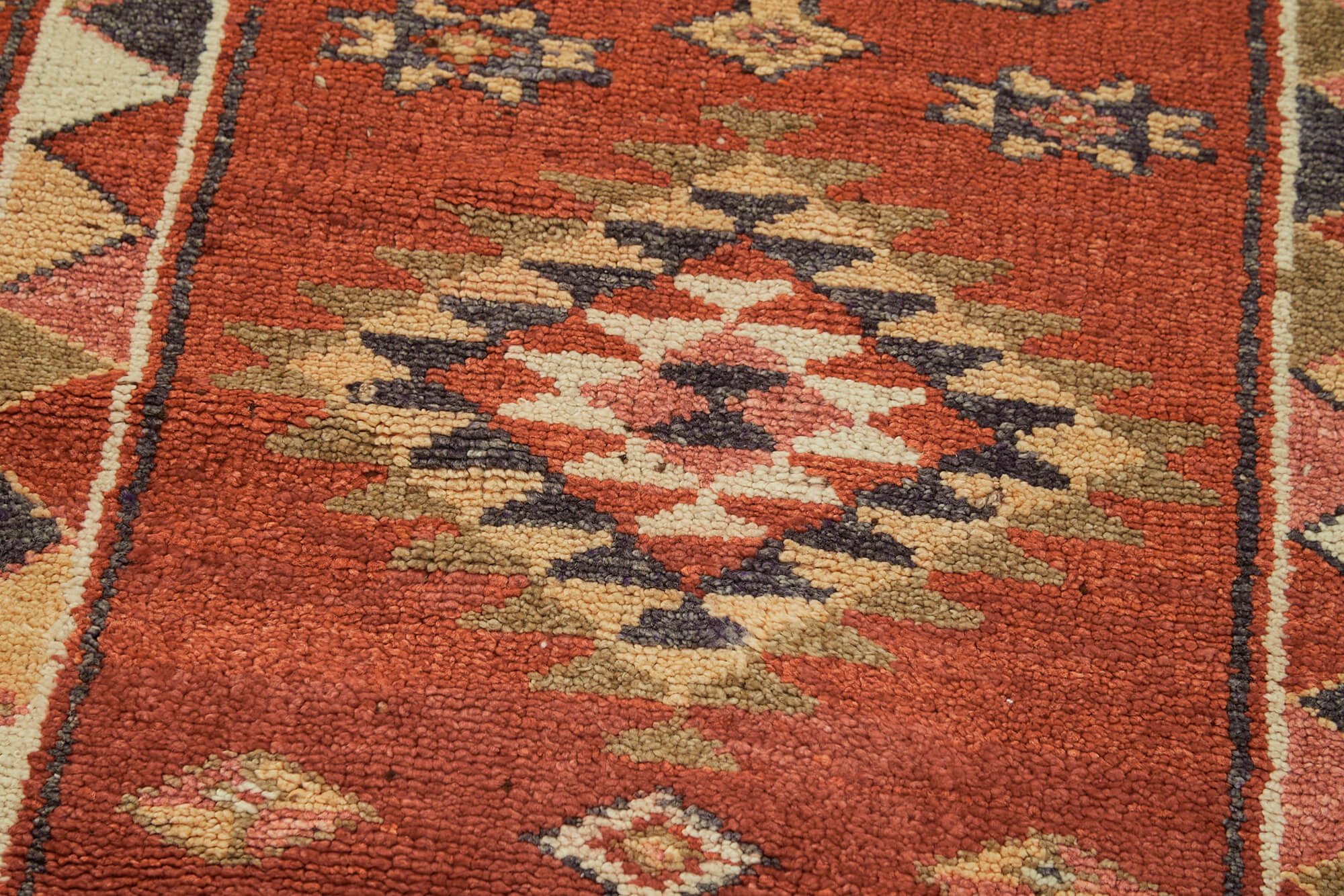 Vintage Handmade Area Rug – Red Turkish Vintage Carpet 2'10''x11'9'' Wool Cotton