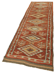 Handmade Wool Area Rug | Turkish Vintage Rug With Durable Cotton Weave 2'11''x12'0''