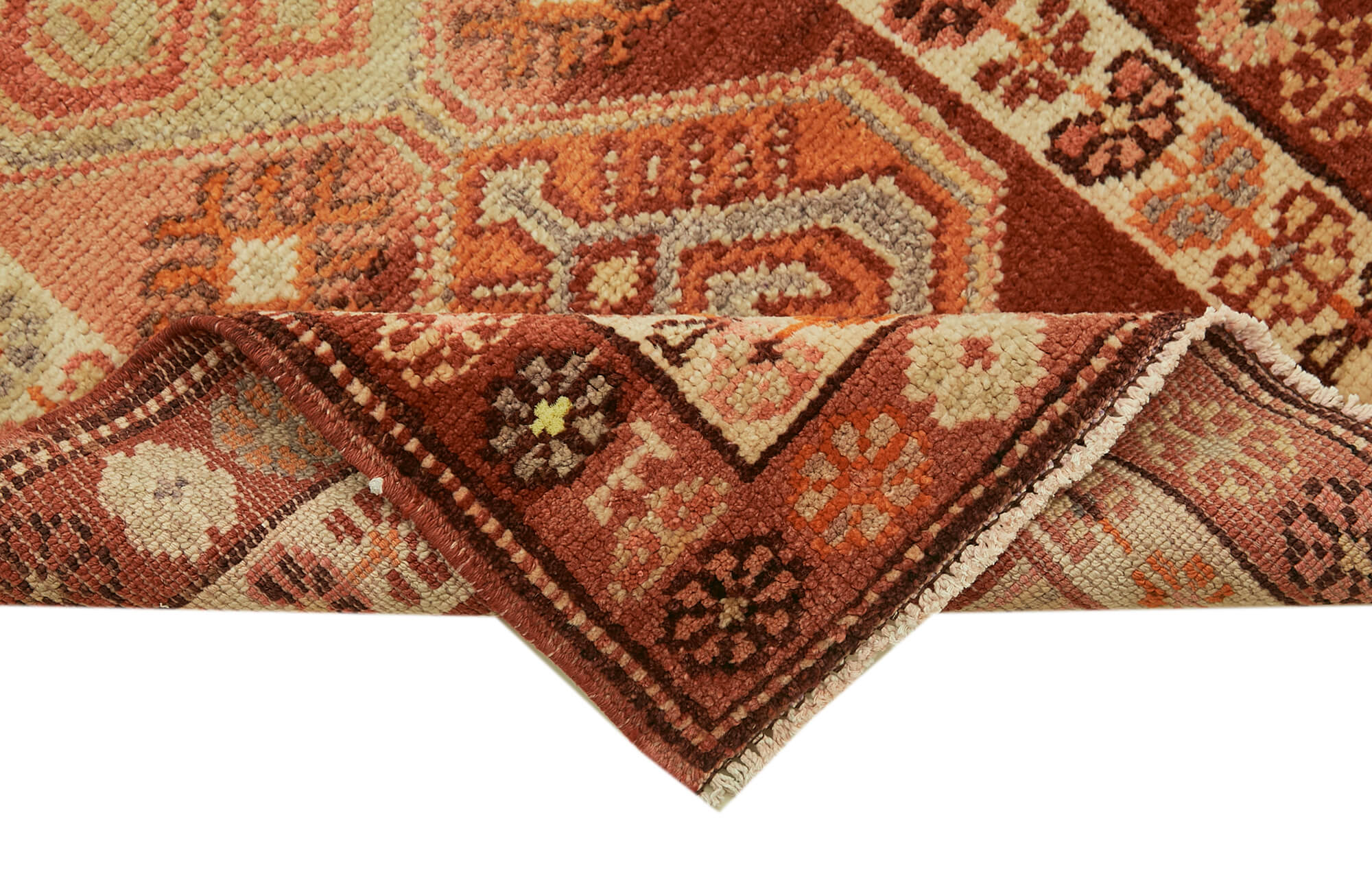 Handmade Vintage Area Rug – Red Vintage Runner Rug Cotton Wool Blend 2'8''x12'6''