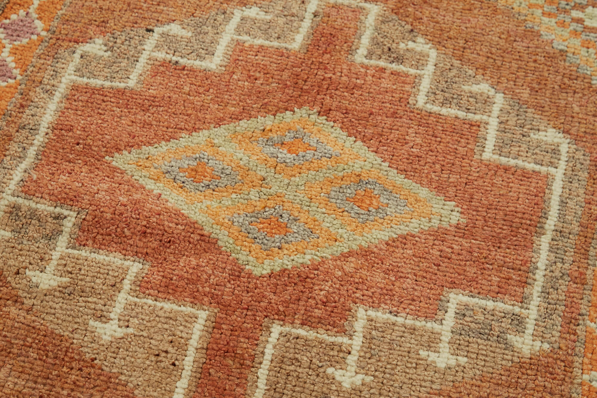 Handmade Vintage Area Rug – Turkish Wool Rug Orange Runner 3'2'' x 11'10''