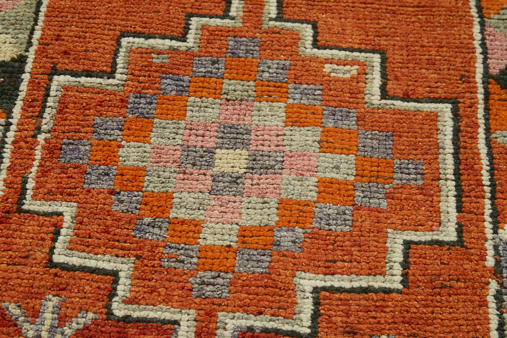 Handmade Vintage Area Rug - Turkish Orange Wool Cotton Blend Carpet 2'10" x 11'7"