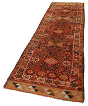 Handmade Wool Area Rug – Vintage Cotton Rug Red Runner 2'11''x11'11''