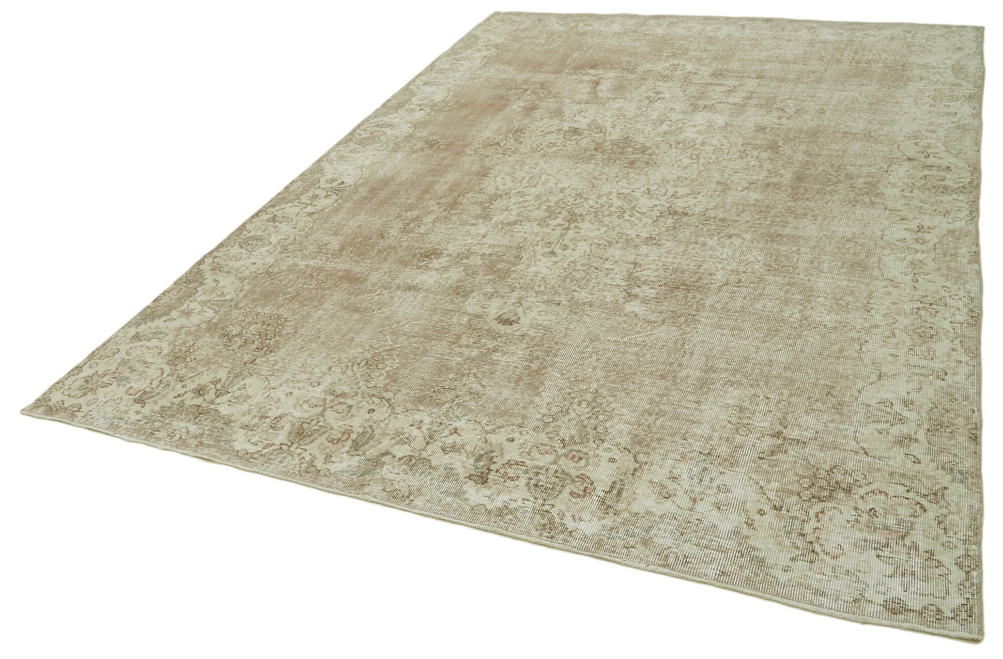 Handmade Wool Area Rug – Vintage Cotton Rug, Neutral Beige, Turkish Wool Rug 6'11''x10'10''
