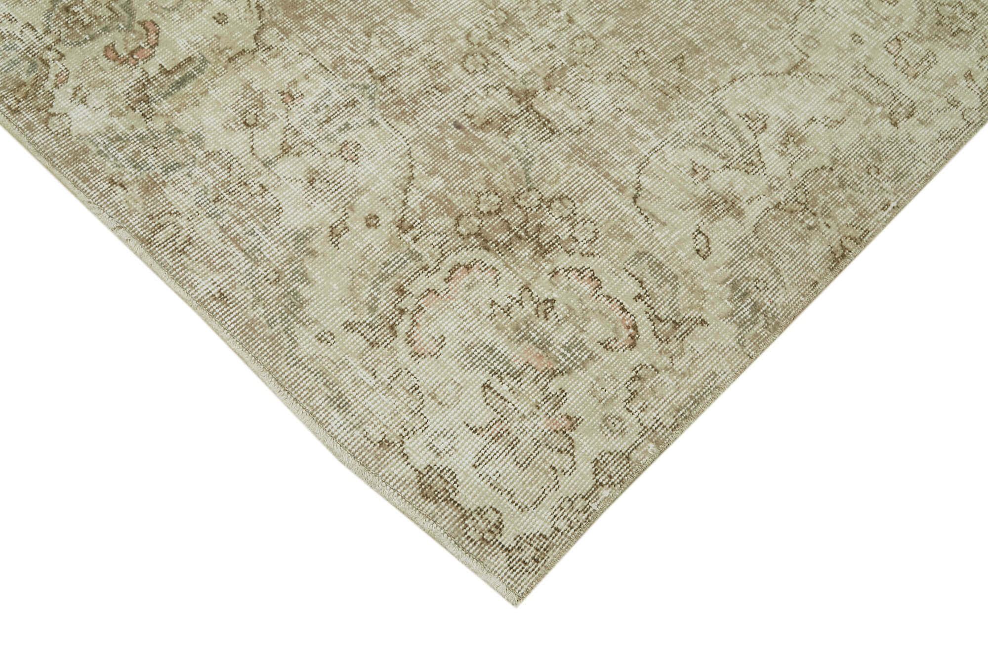 Handmade Wool Area Rug – Vintage Cotton Rug, Neutral Beige, Turkish Wool Rug 6'11''x10'10''