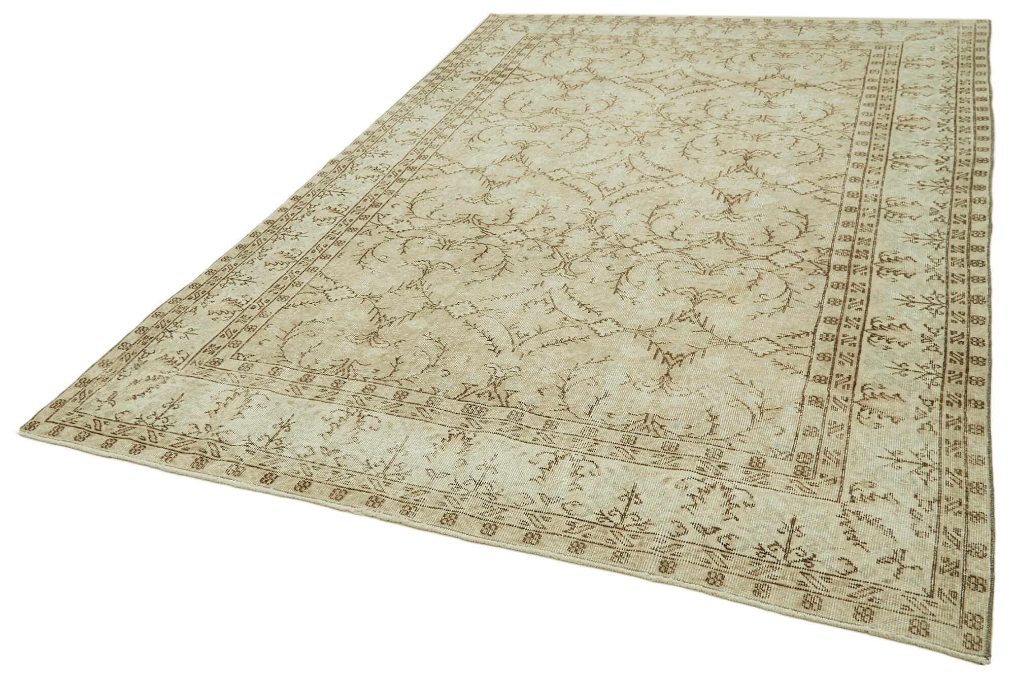 Vintage Wool Area Rug – Durable Cotton Weave, Soft Wool Carpet, Antique Style Rug for Living Room 6'9''x10'5''