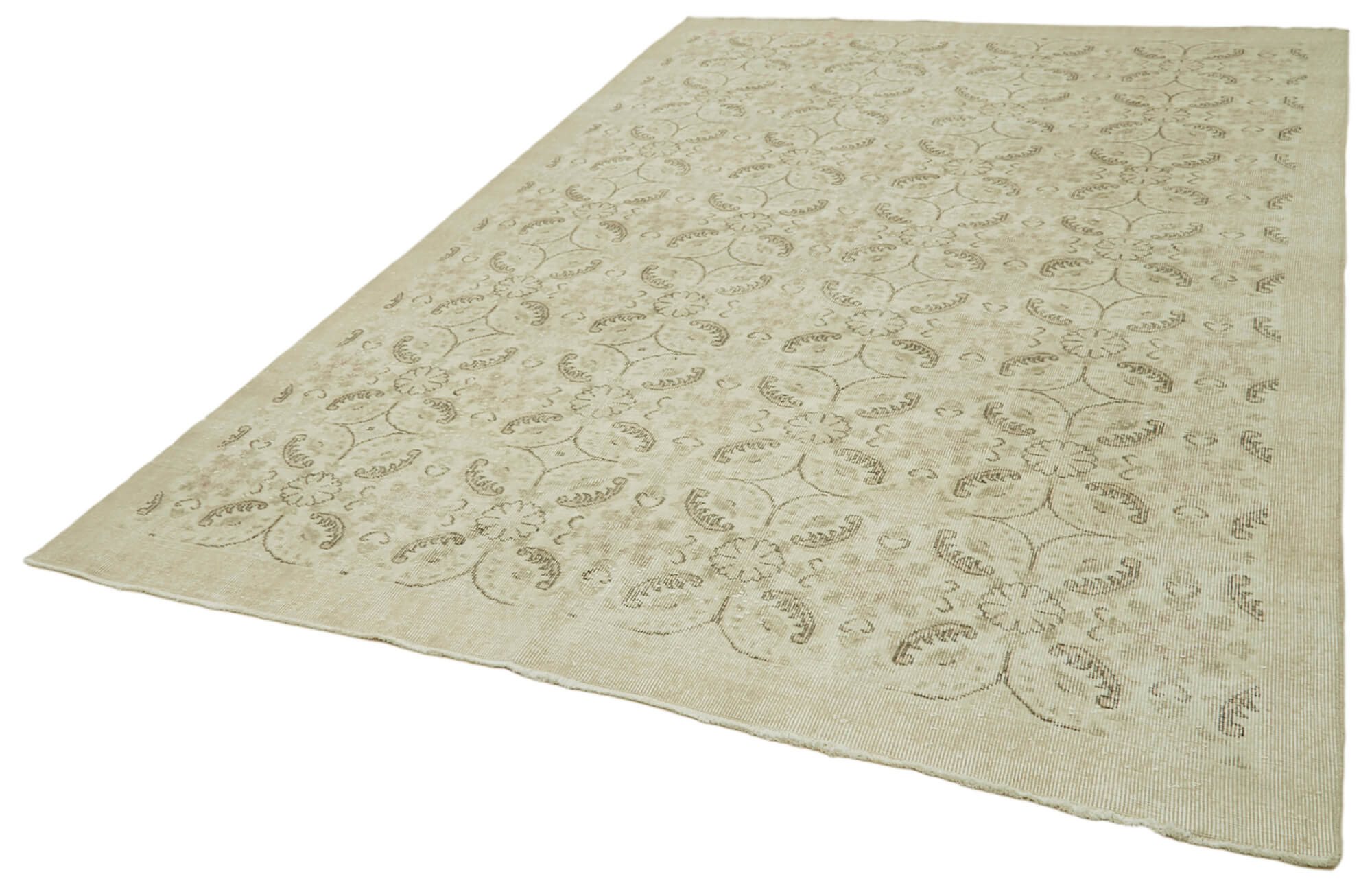 Handmade Wool Area Rug - Vintage Cotton Rug Beige 6'10''x10'8'' Turkish Wool Carpet