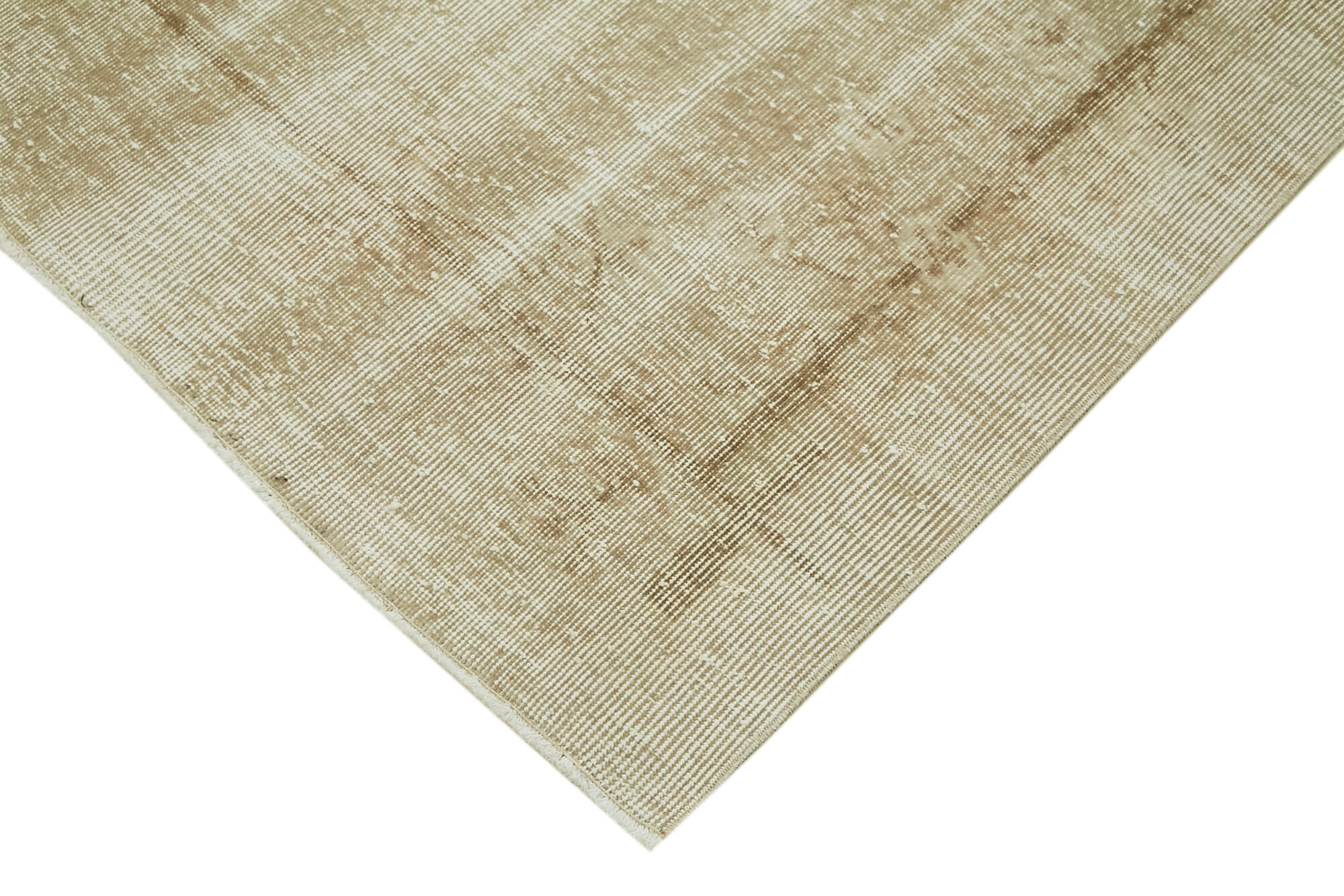Handmade Vintage Area Rug – Beige Wool Carpet & Woven Cotton Carpet 6'11''x10'4''