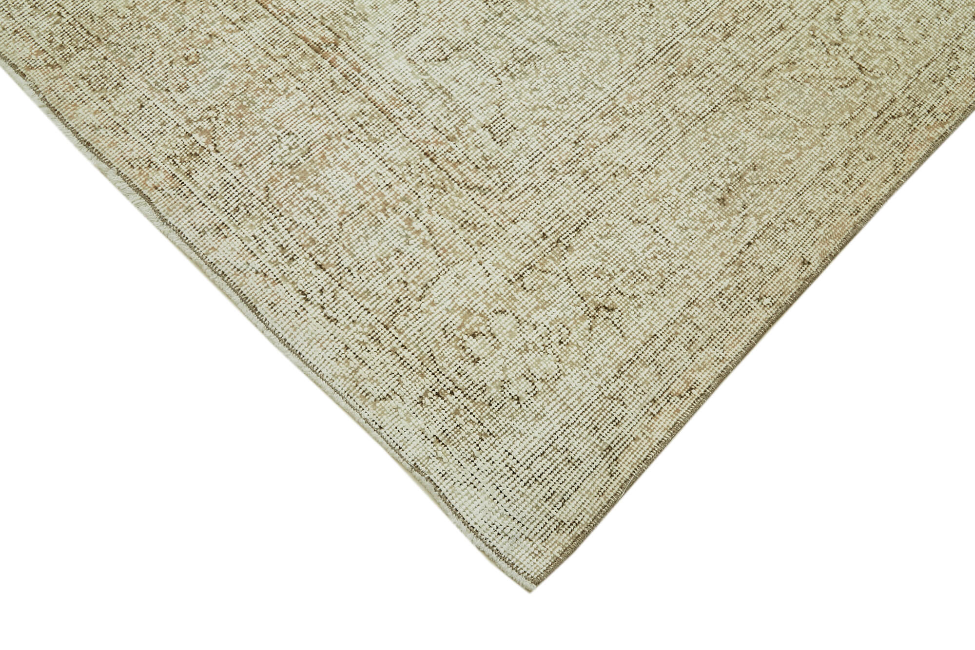 Handmade Area Rug - Vintage Beige Cotton Wool Turkish Rug 6'9''x10'11''