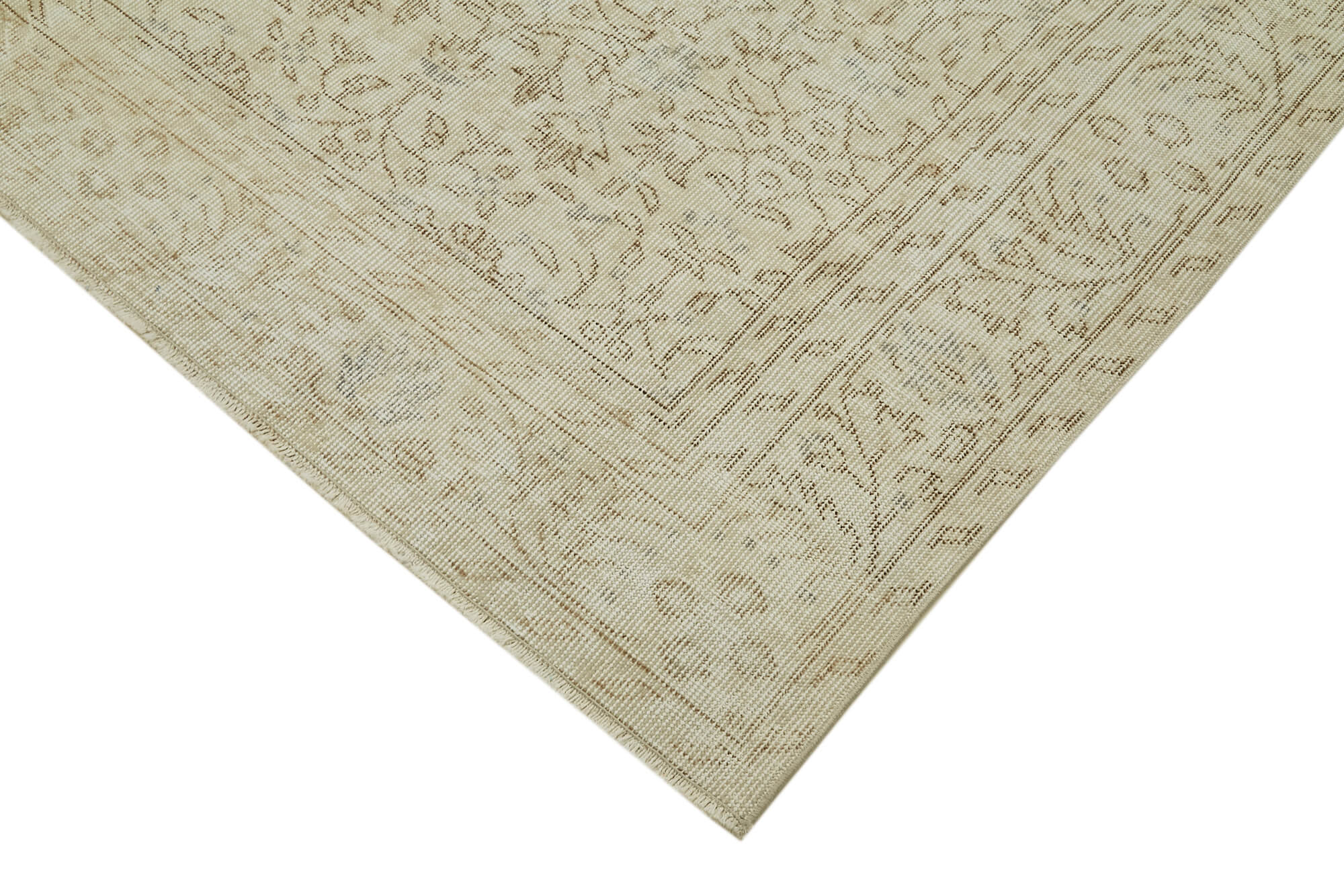 Handmade Wool Area Rug – Vintage Cotton Rug, Neutral Beige Carpet 6'5''x9'9''