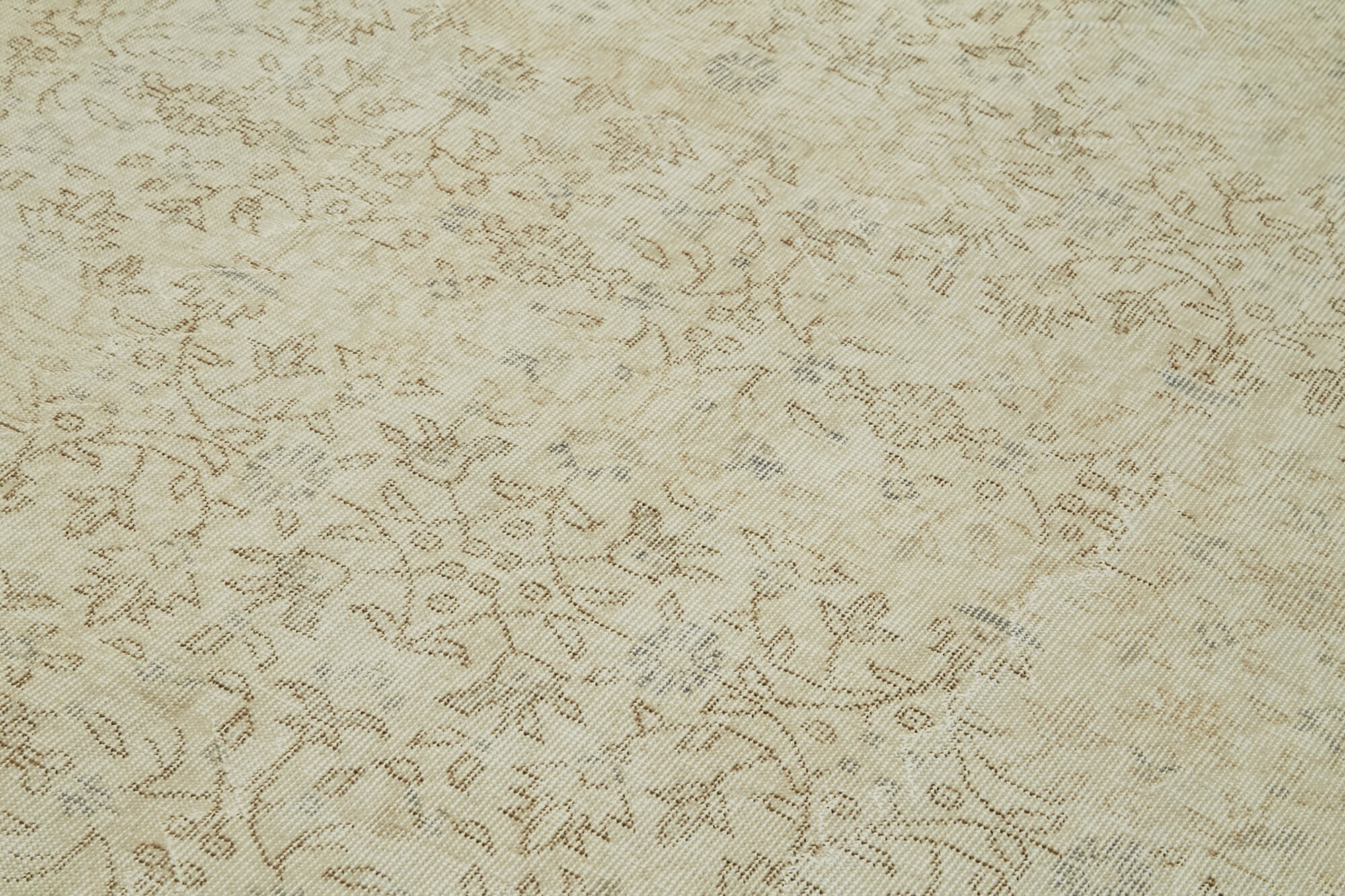Handmade Wool Area Rug – Vintage Cotton Rug, Neutral Beige Carpet 6'5''x9'9''