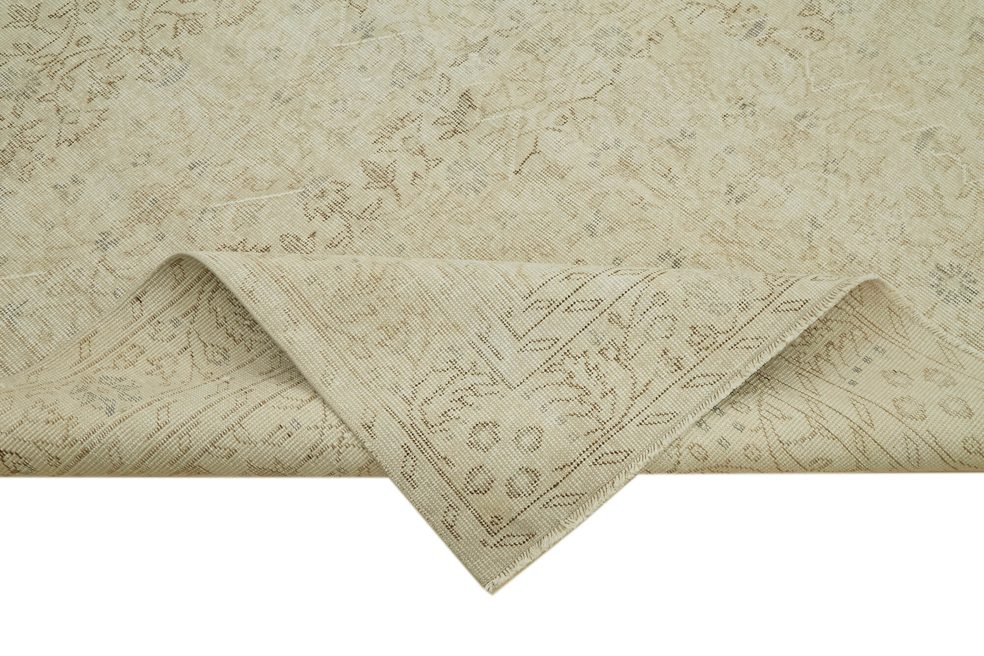 Handmade Wool Area Rug – Vintage Cotton Rug, Neutral Beige Carpet 6'5''x9'9''