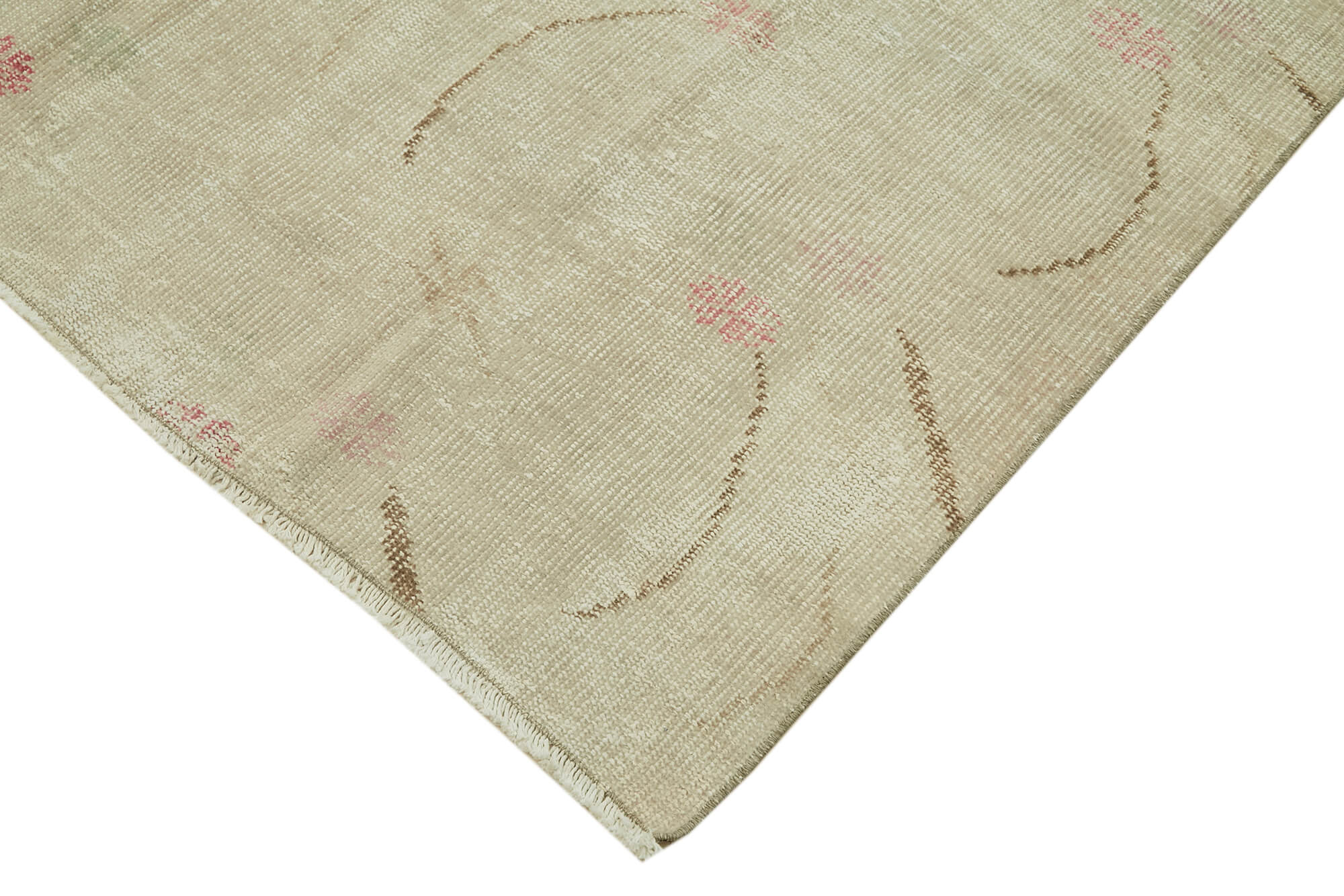 Handmade Wool Area Rug – Vintage Cotton Rug 5'9'' x 10'3'' Beige Wool Carpet