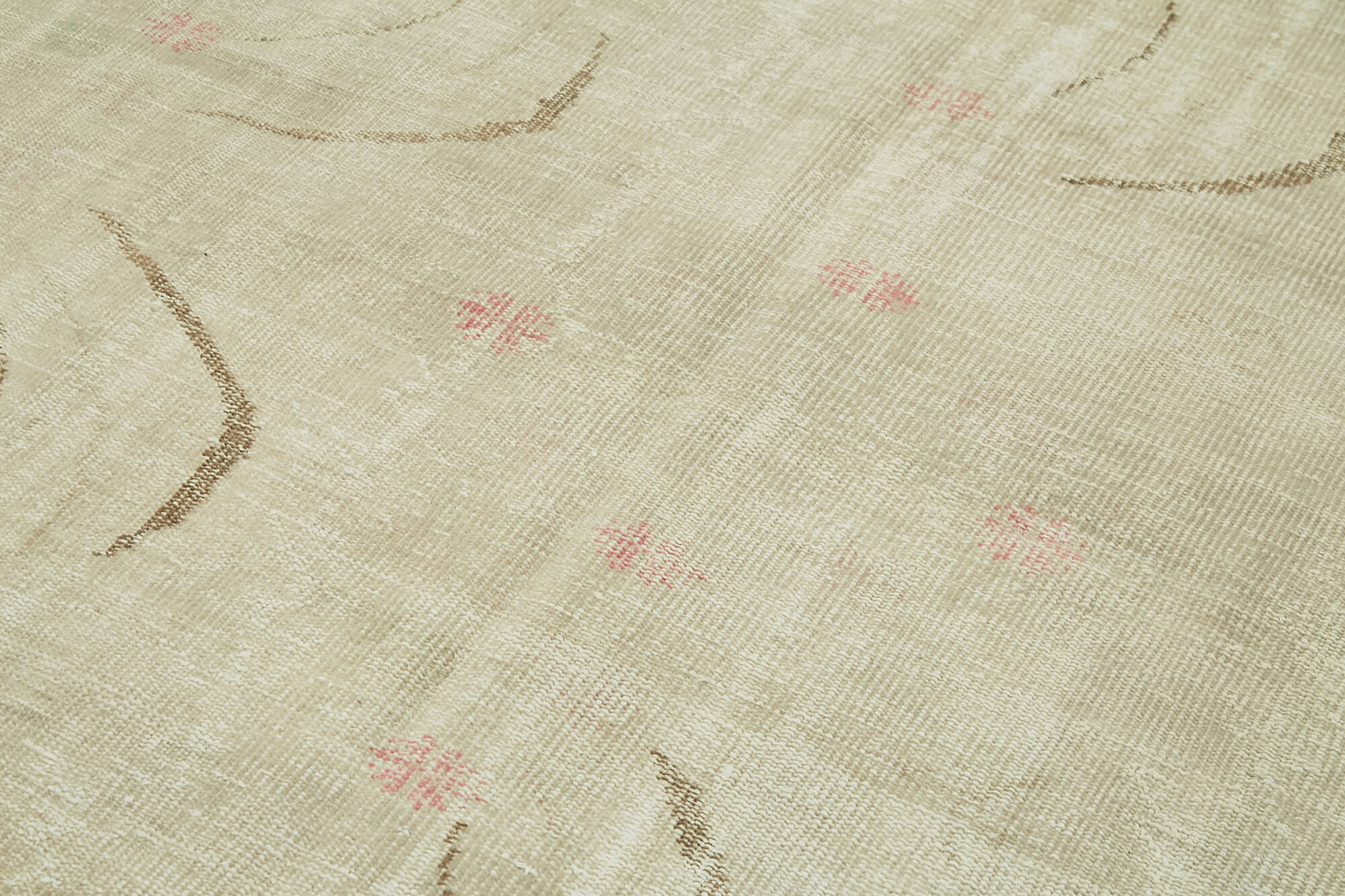 Handmade Wool Area Rug – Vintage Cotton Rug 5'9'' x 10'3'' Beige Wool Carpet